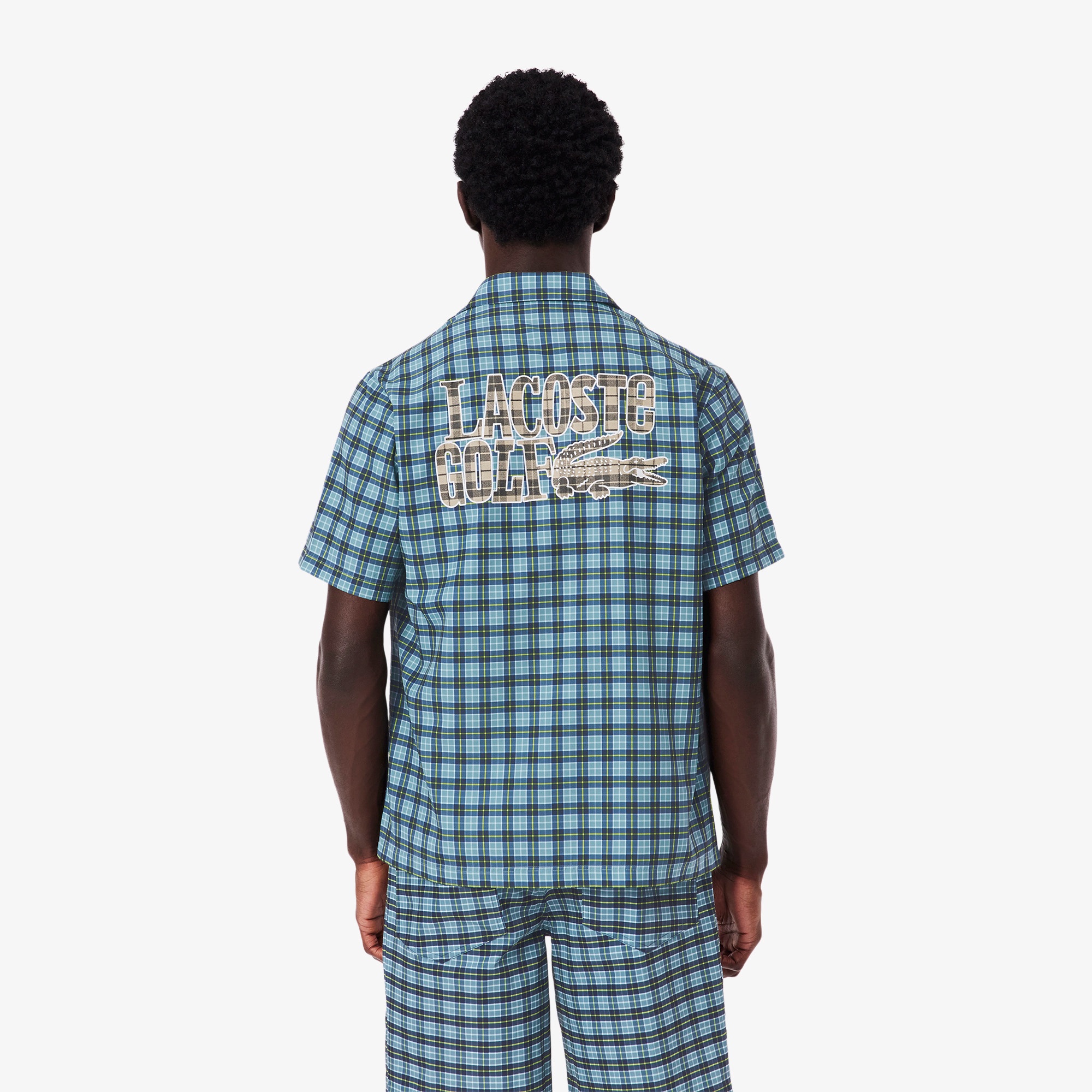 ラコステゴルフチェックオープンカラーシャツ