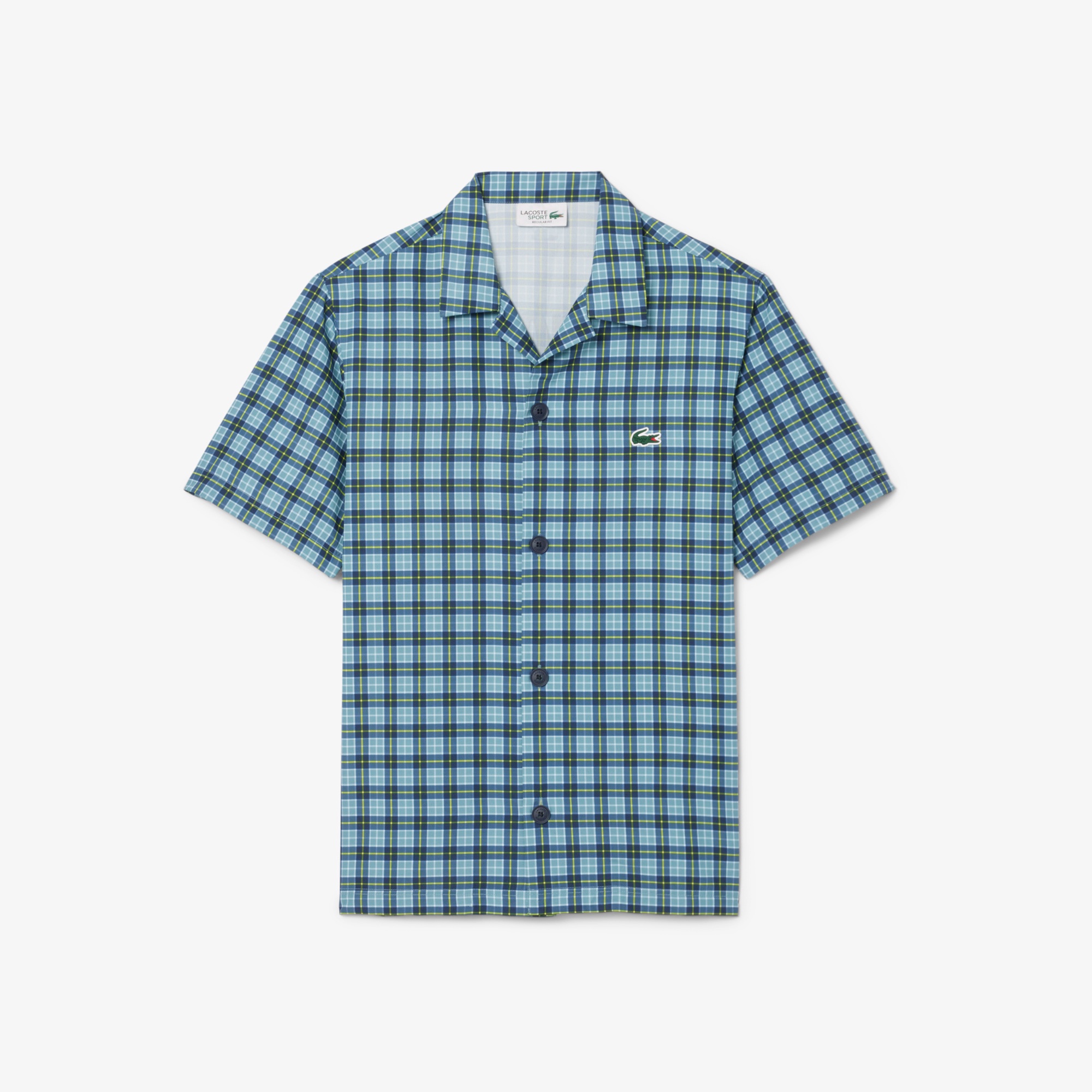ラコステゴルフチェックオープンカラーシャツ