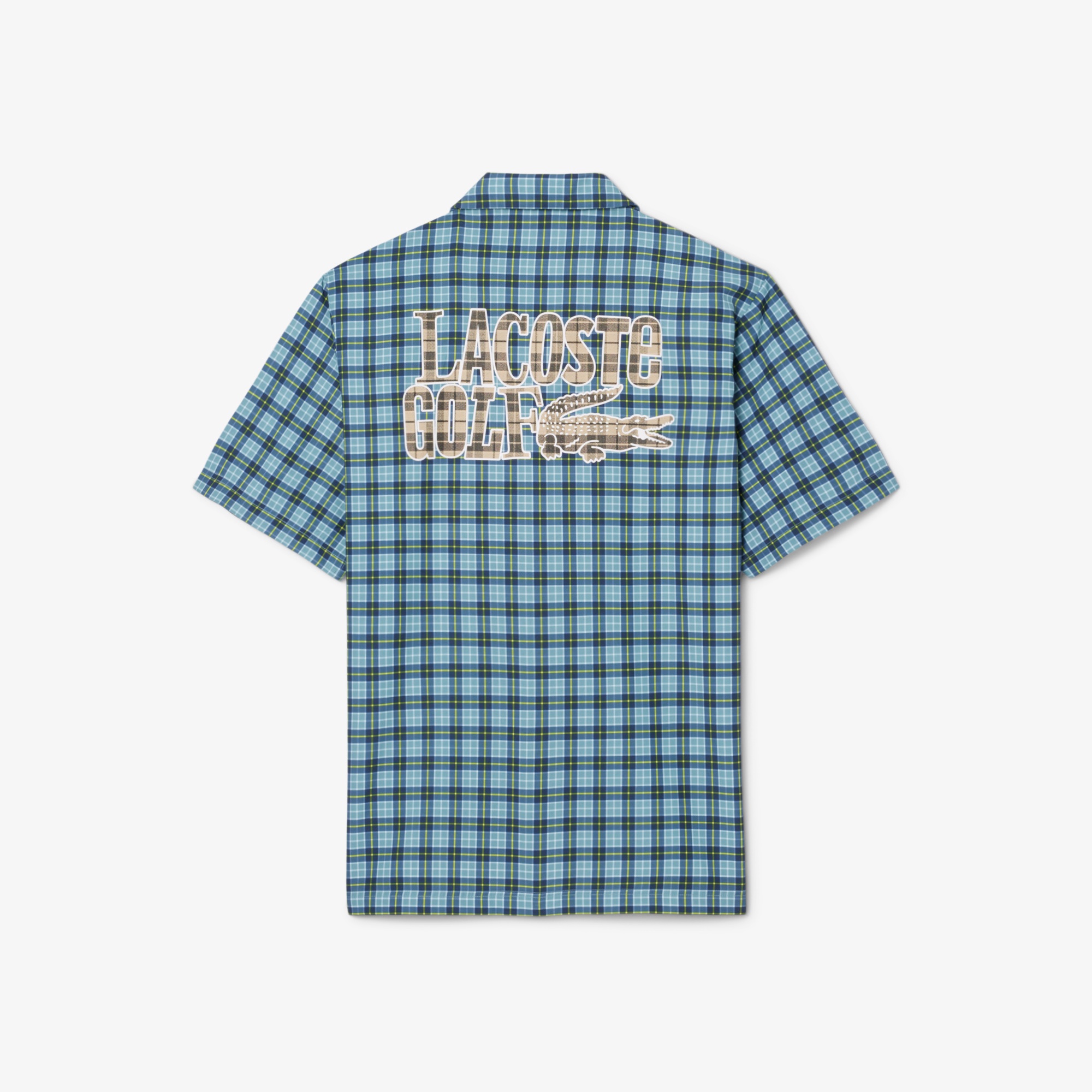 ラコステゴルフチェックオープンカラーシャツ