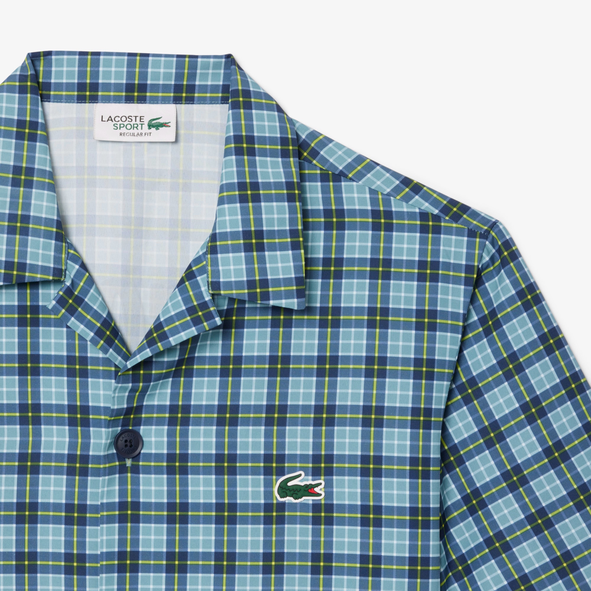 ラコステゴルフチェックオープンカラーシャツ