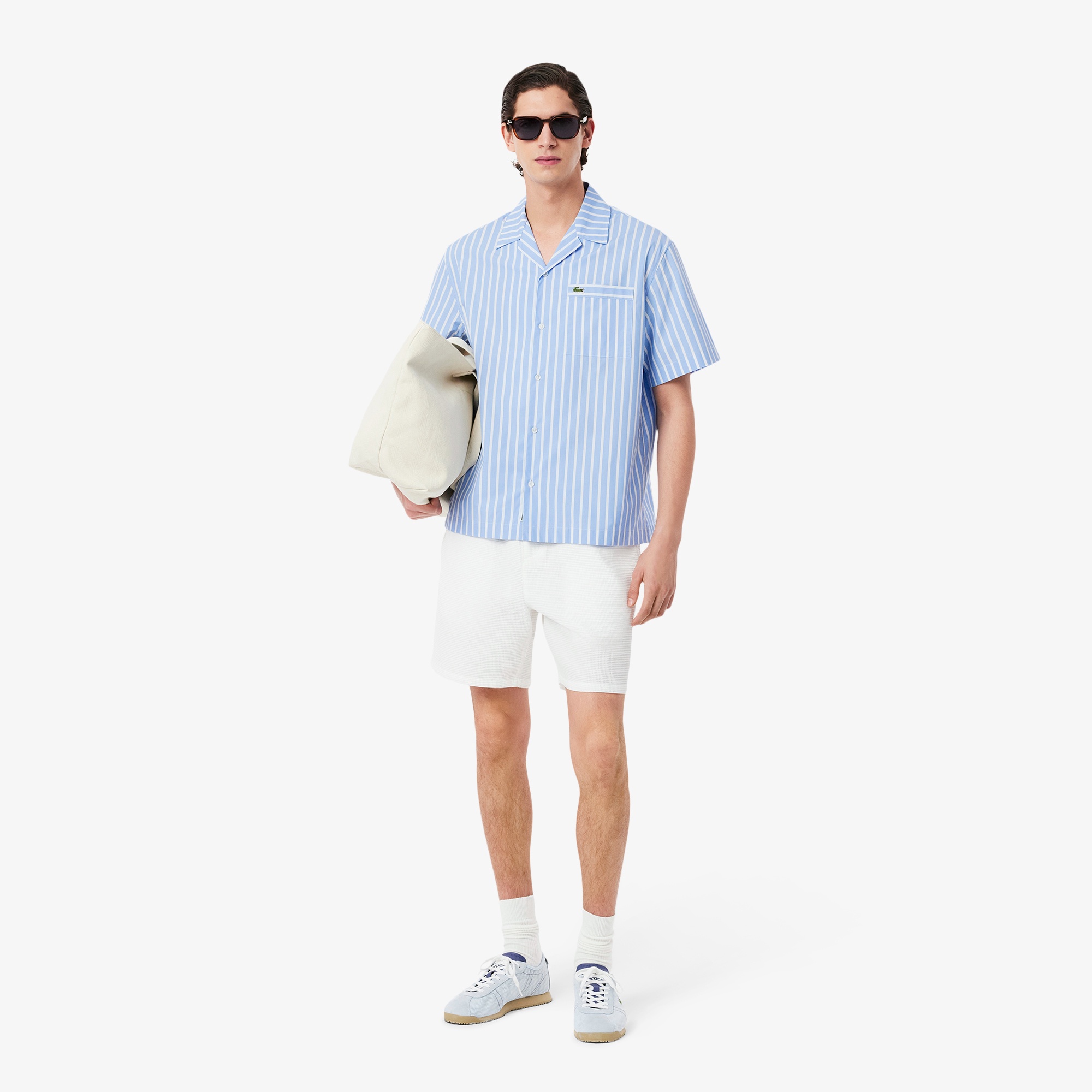 ストライプオープンカラーシャツ