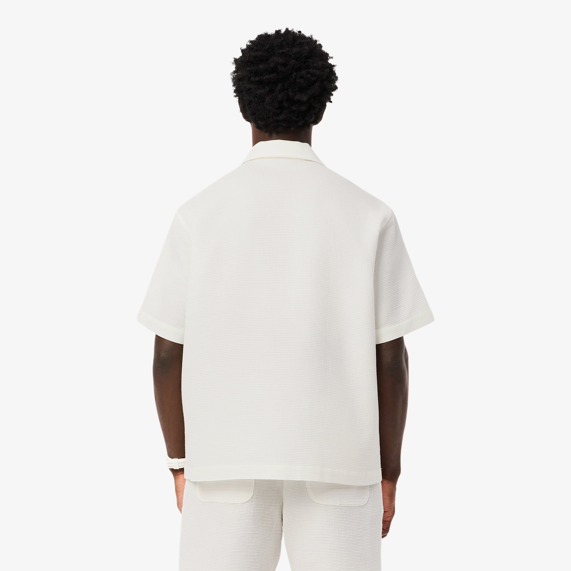 ワッフルニットオープンカラーシャツ