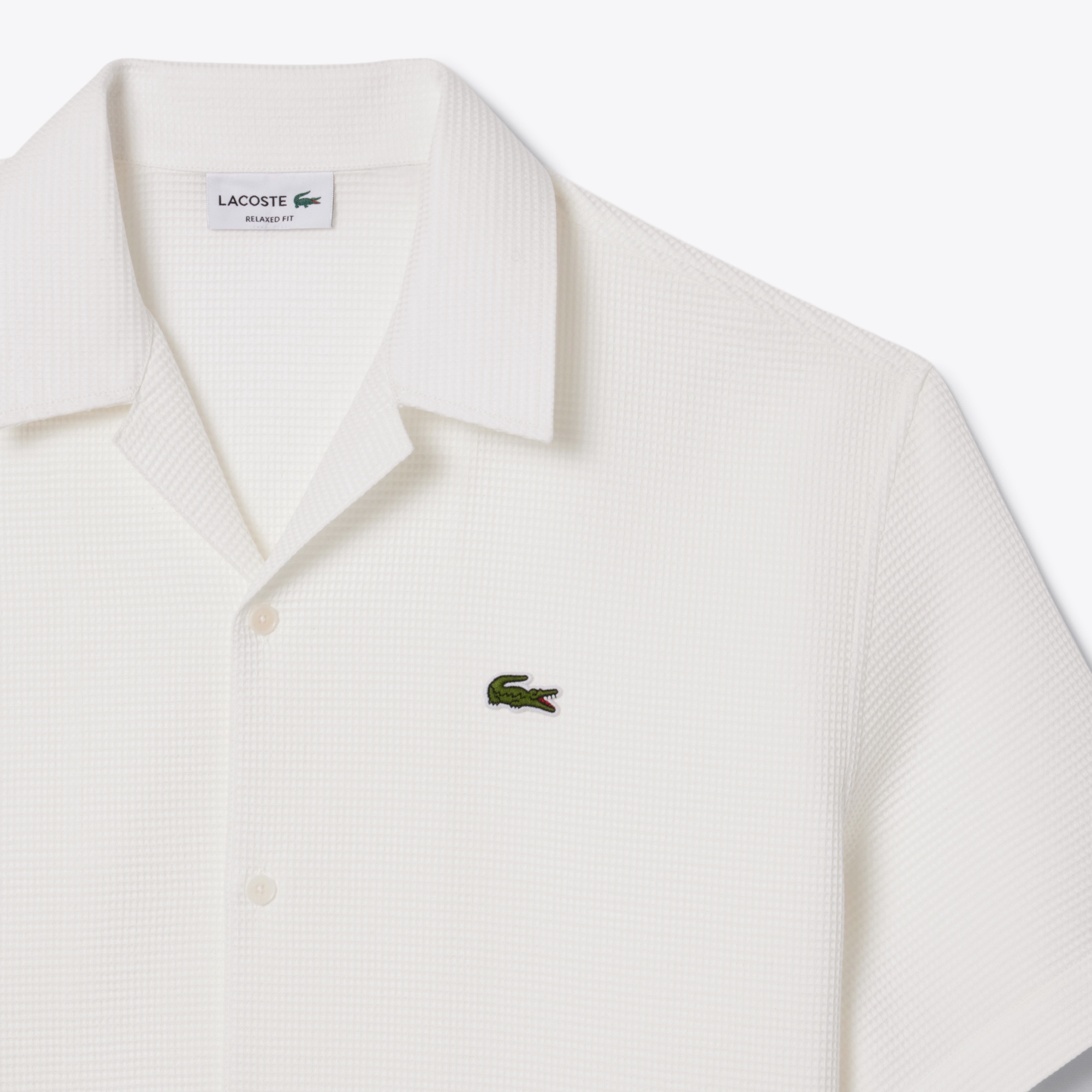 ワッフルニットオープンカラーシャツ