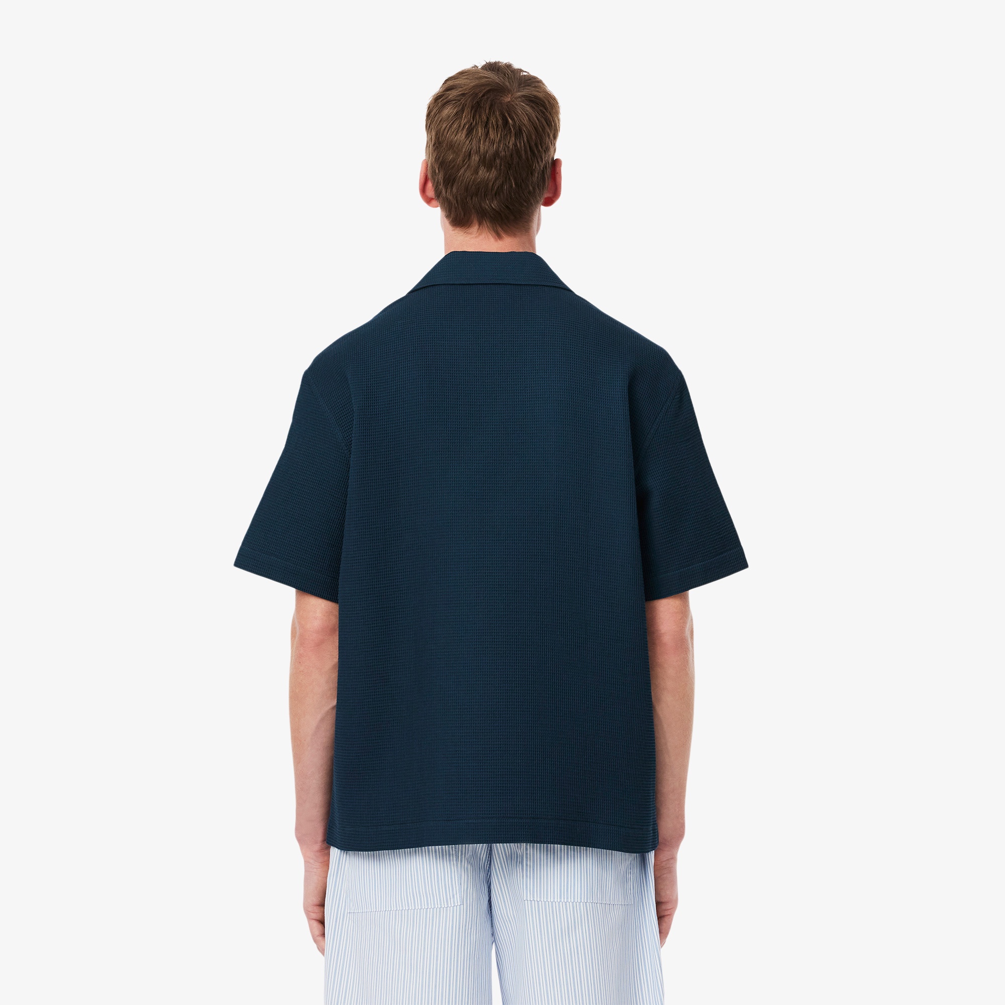 ワッフルニットオープンカラーシャツ