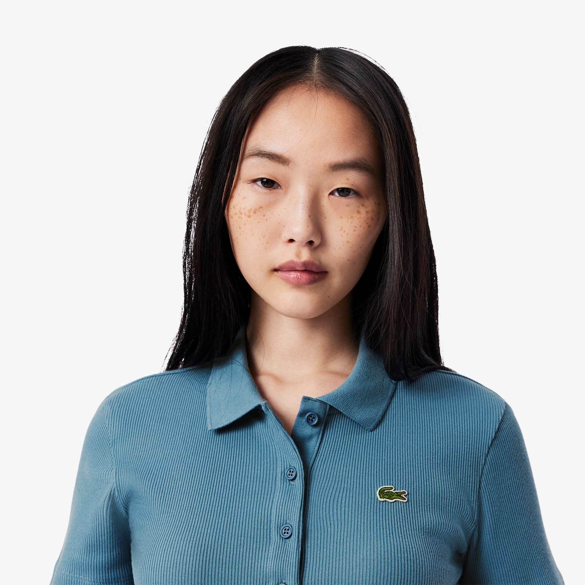 タイトフィットリブニットポロシャツ