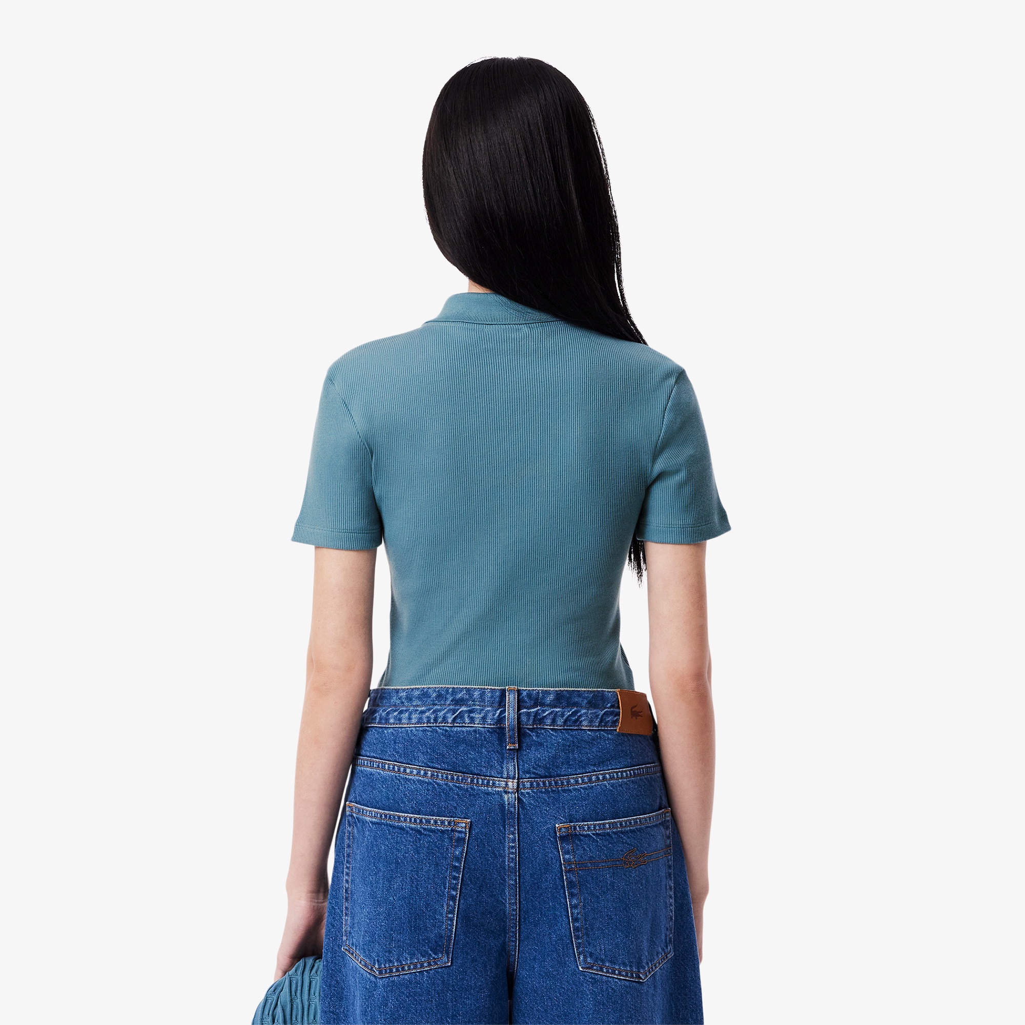 タイトフィットリブニットポロシャツ