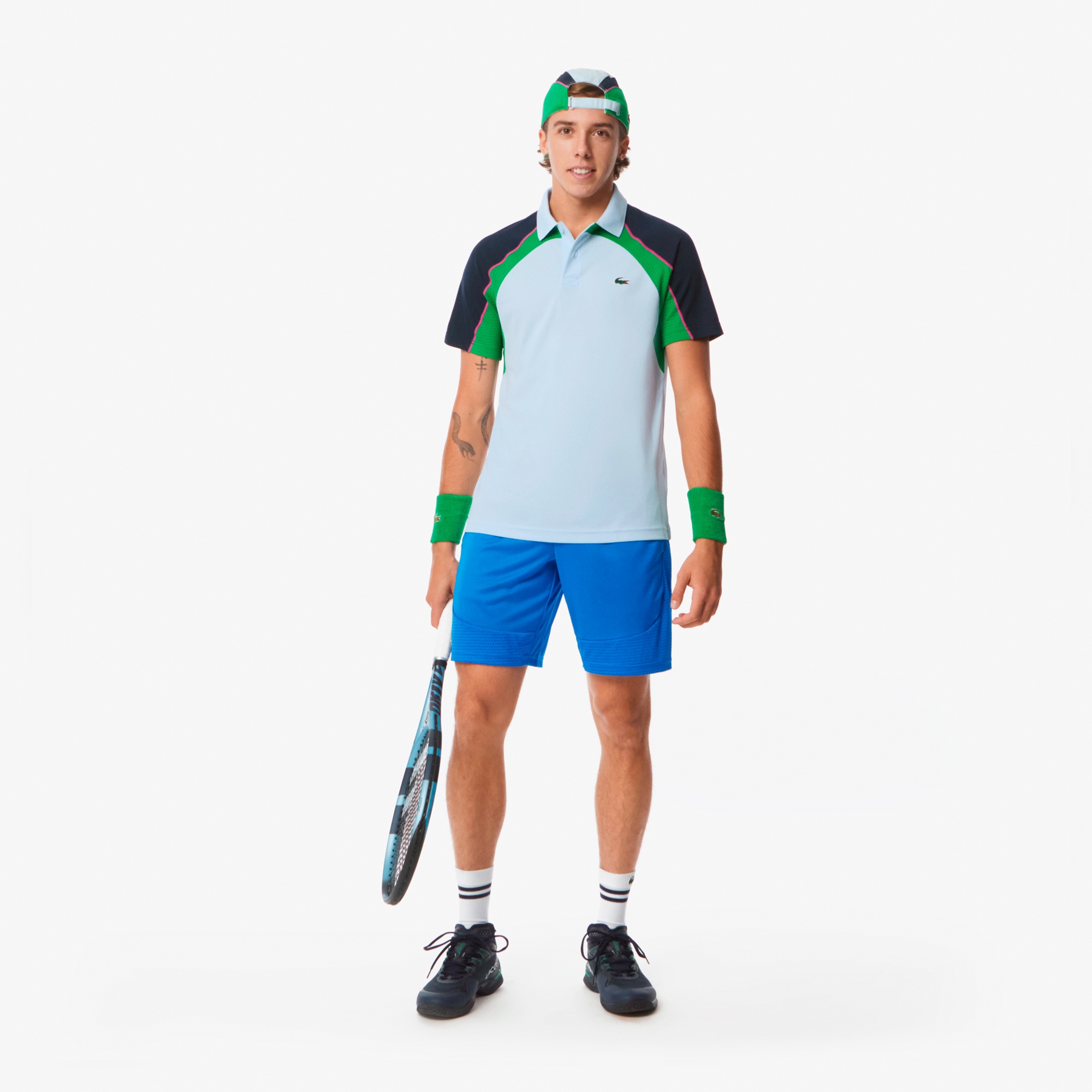 配色パネルテニスポロシャツ