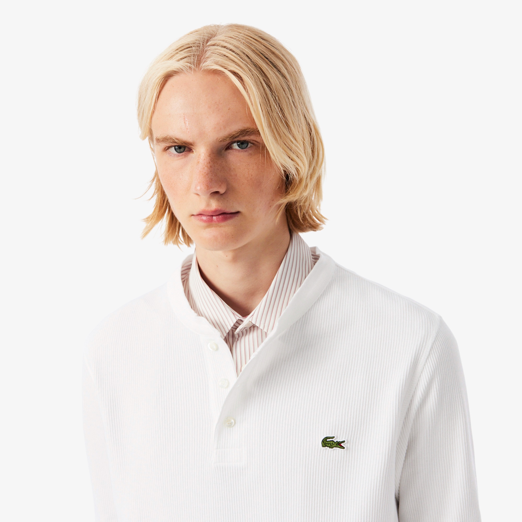 ワッフルニット長袖Tシャツ