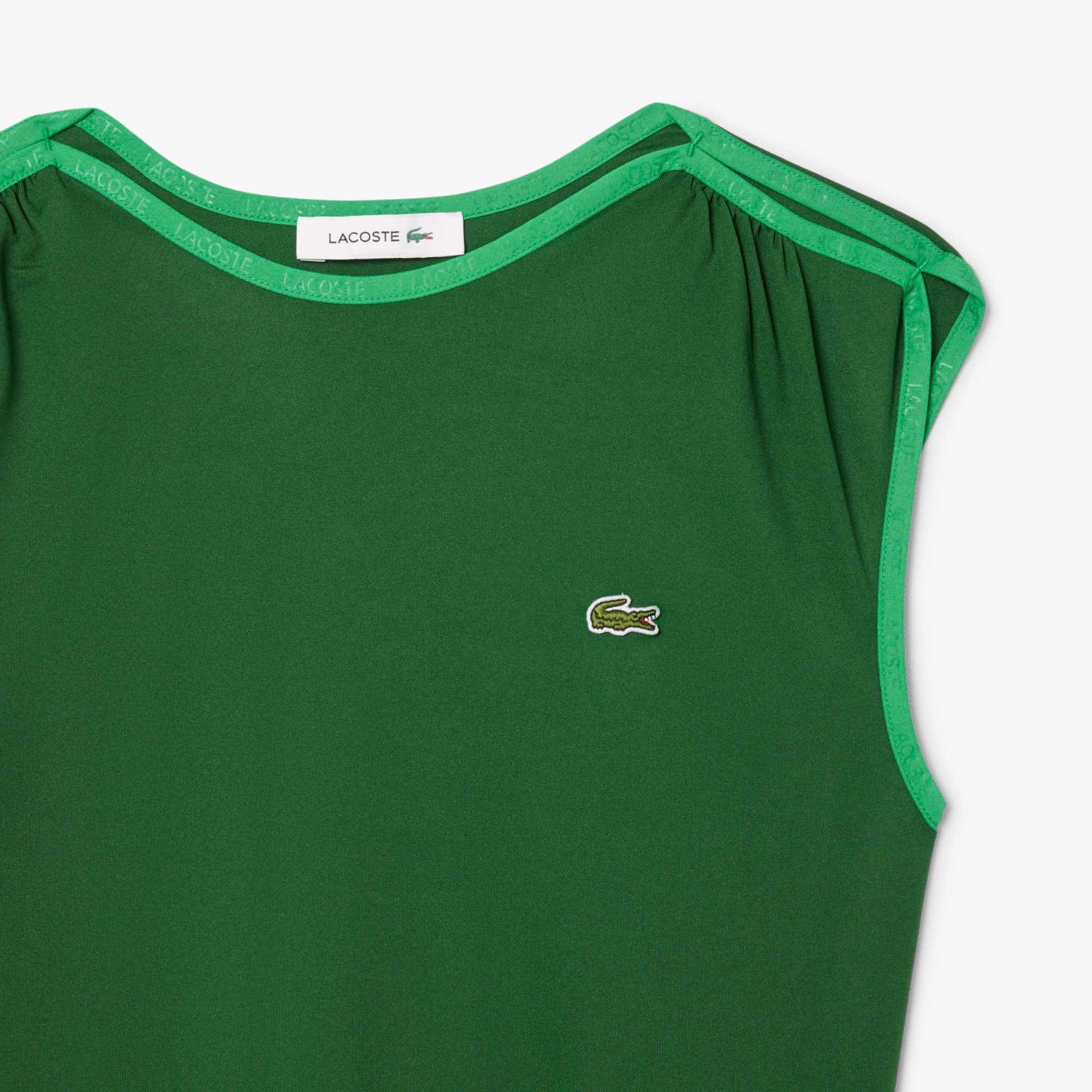 ジャカードトリムノースリーブドレス