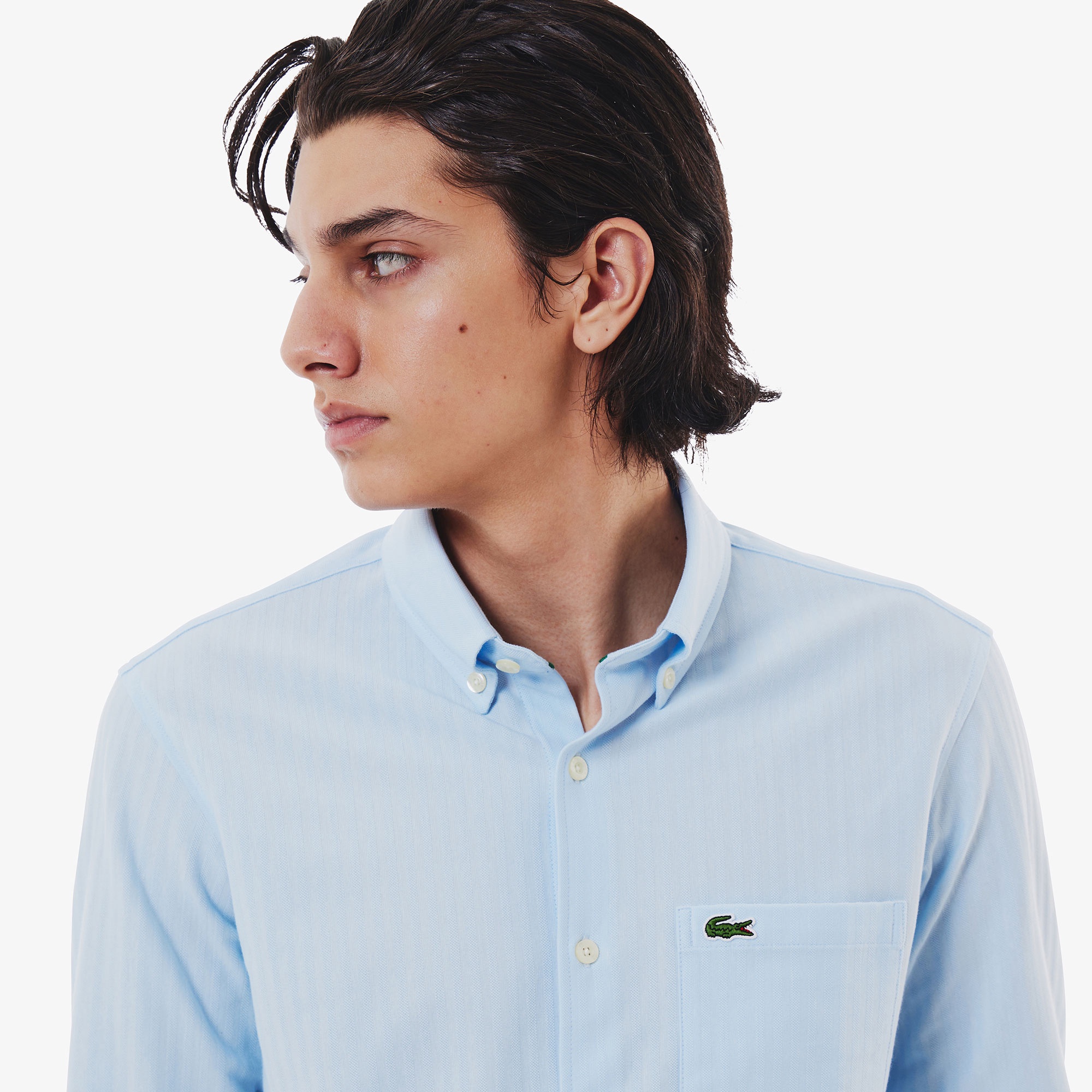 ジャカードストライプボタンダウンジャージシャツ