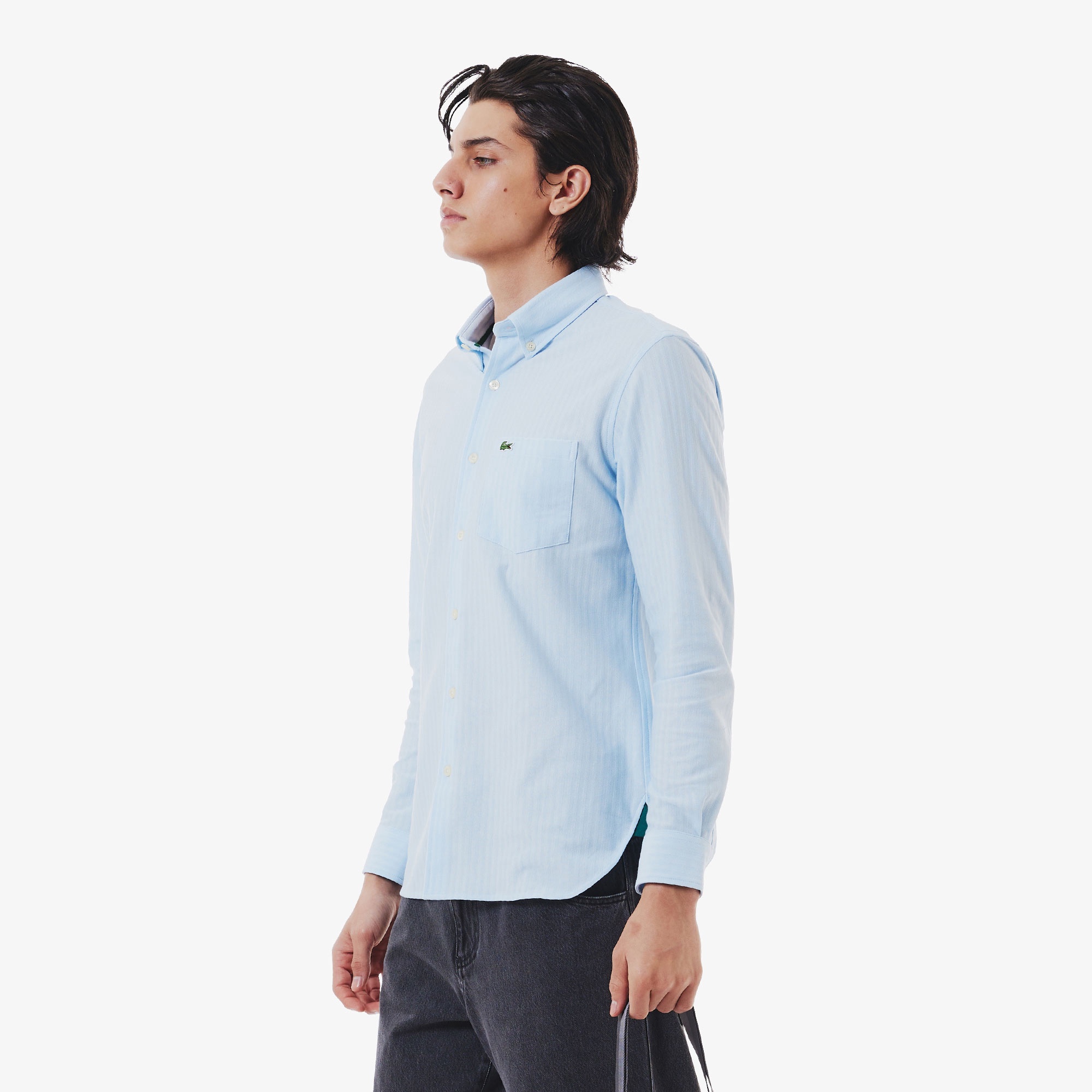 ジャカードストライプボタンダウンジャージシャツ