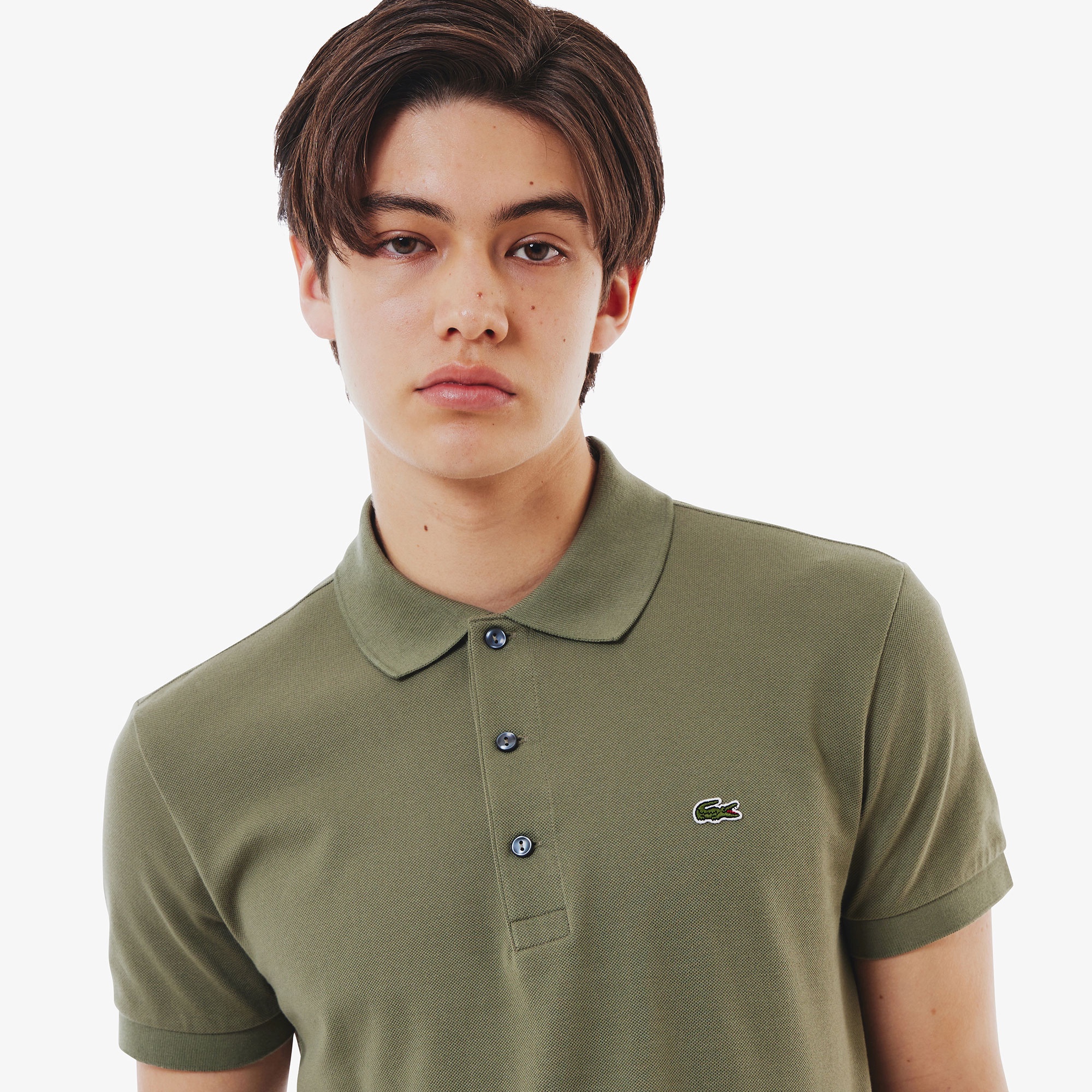 スリムフィットソリッドポロシャツ (半袖)