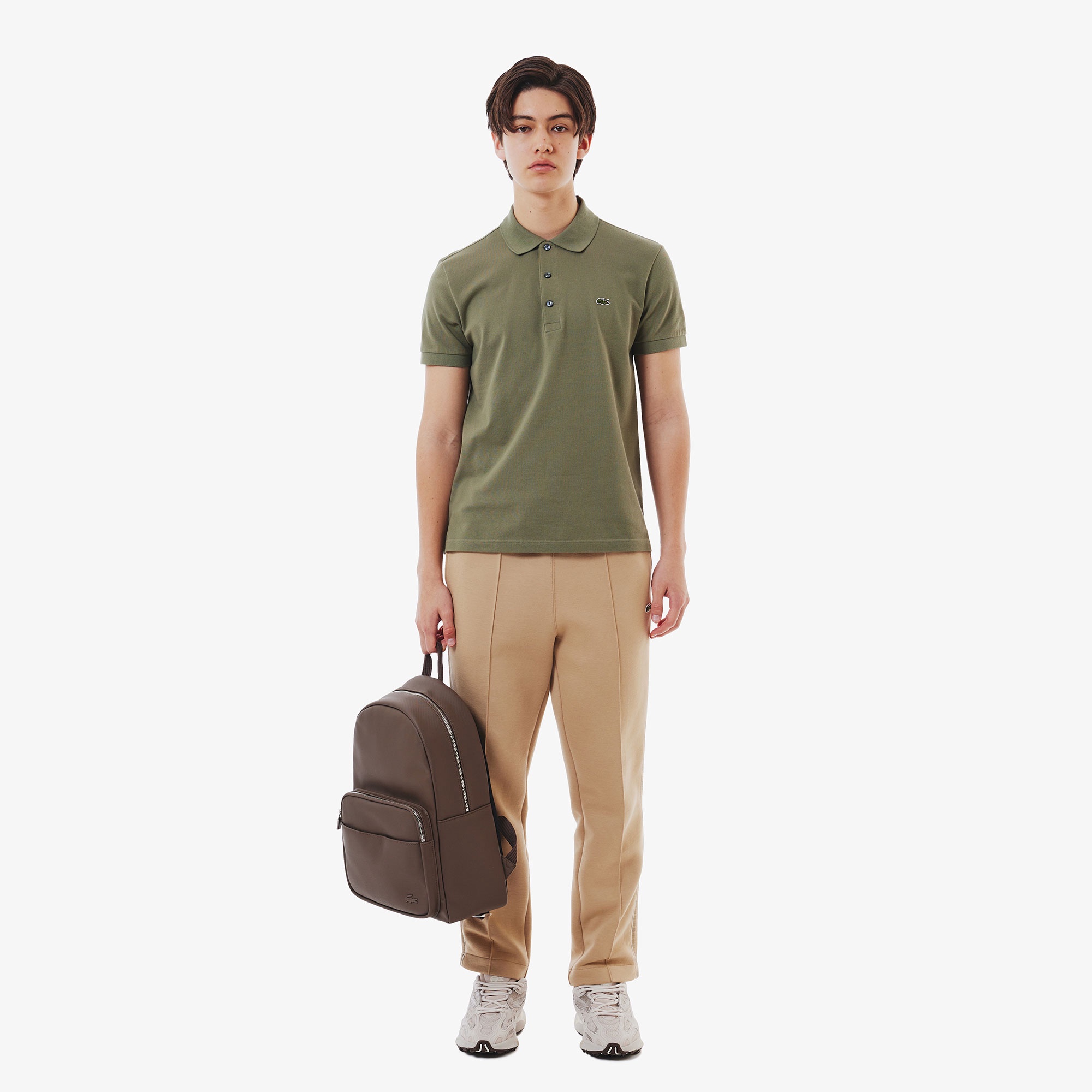 スリムフィットソリッドポロシャツ (半袖)