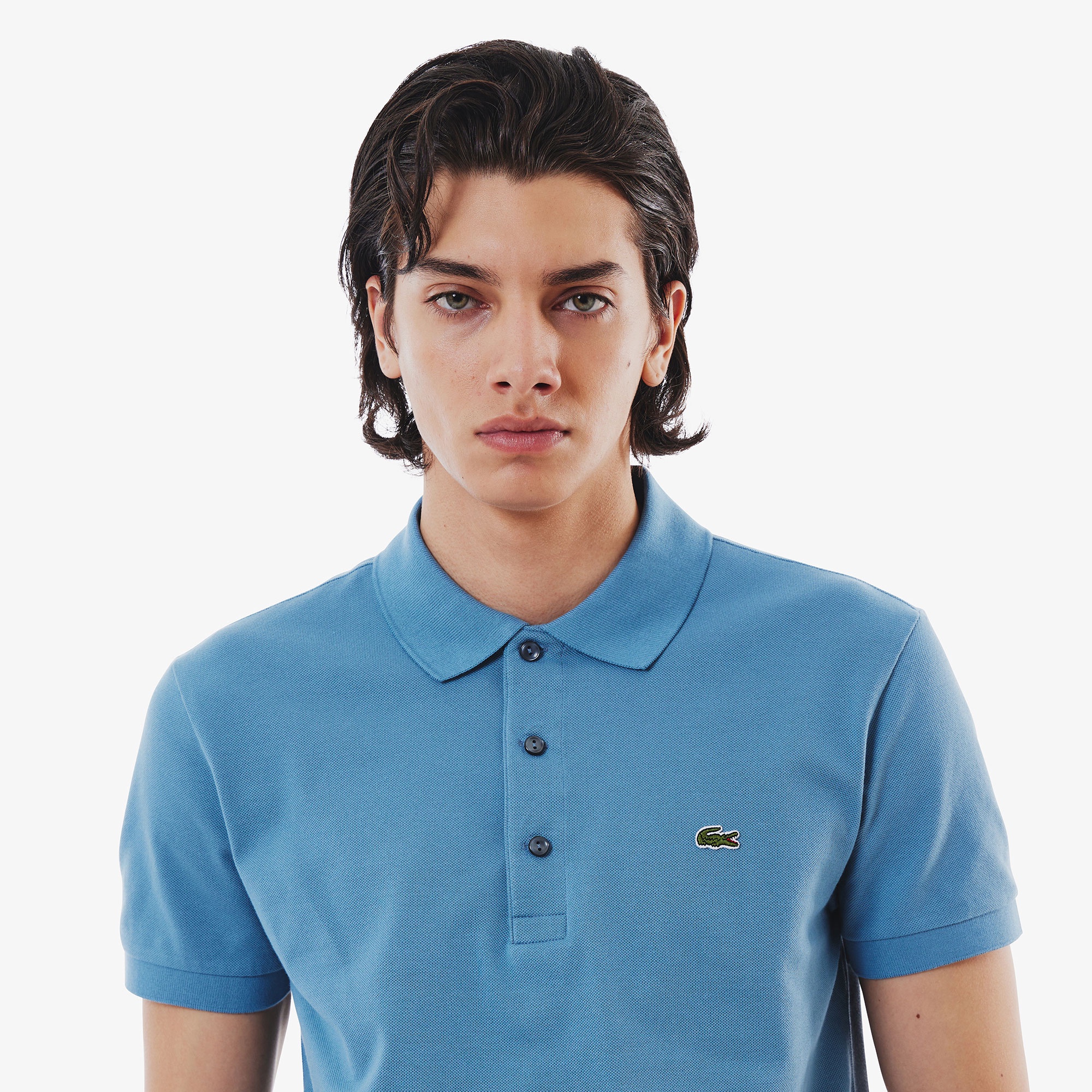 スリムフィットソリッドポロシャツ (半袖)