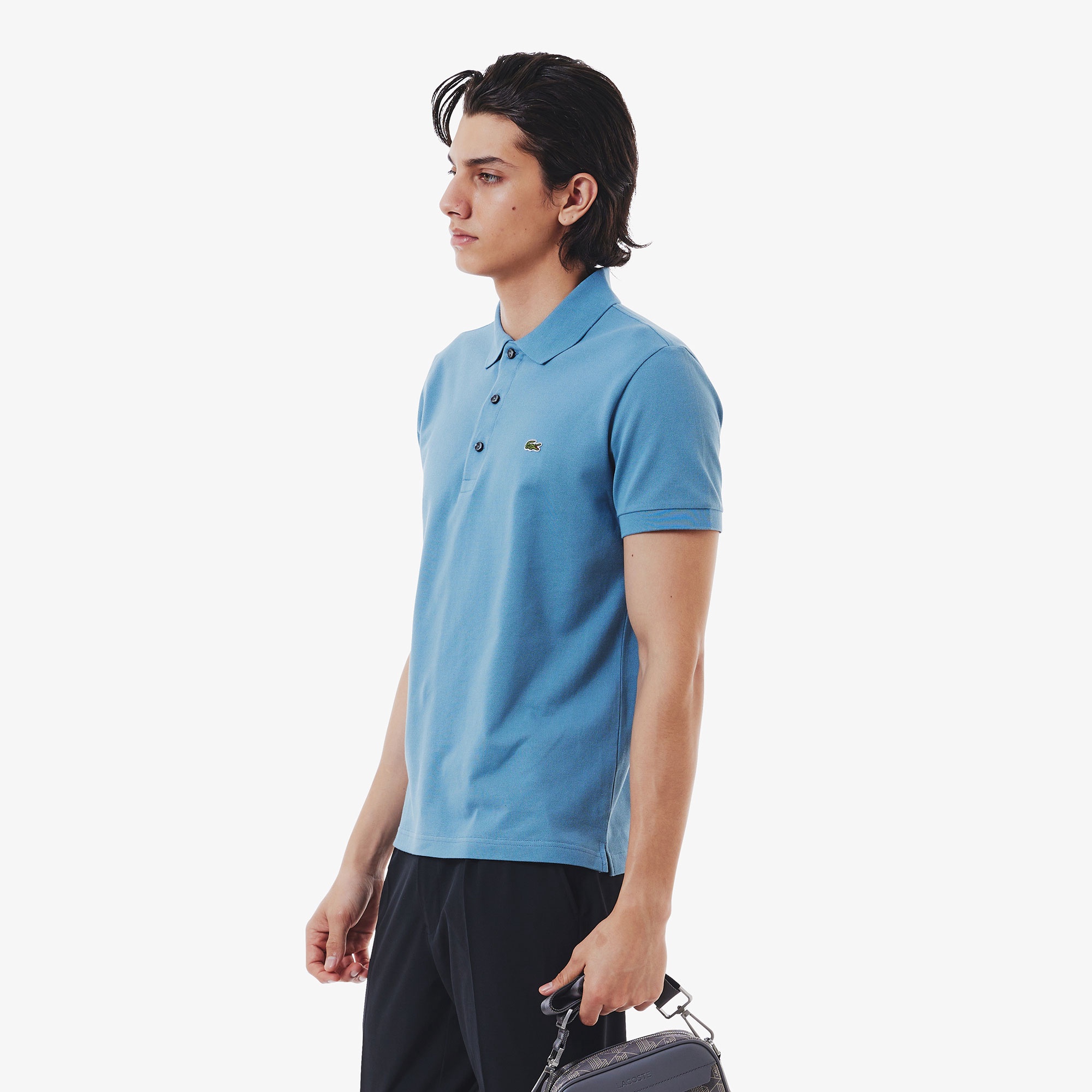 スリムフィットソリッドポロシャツ (半袖)