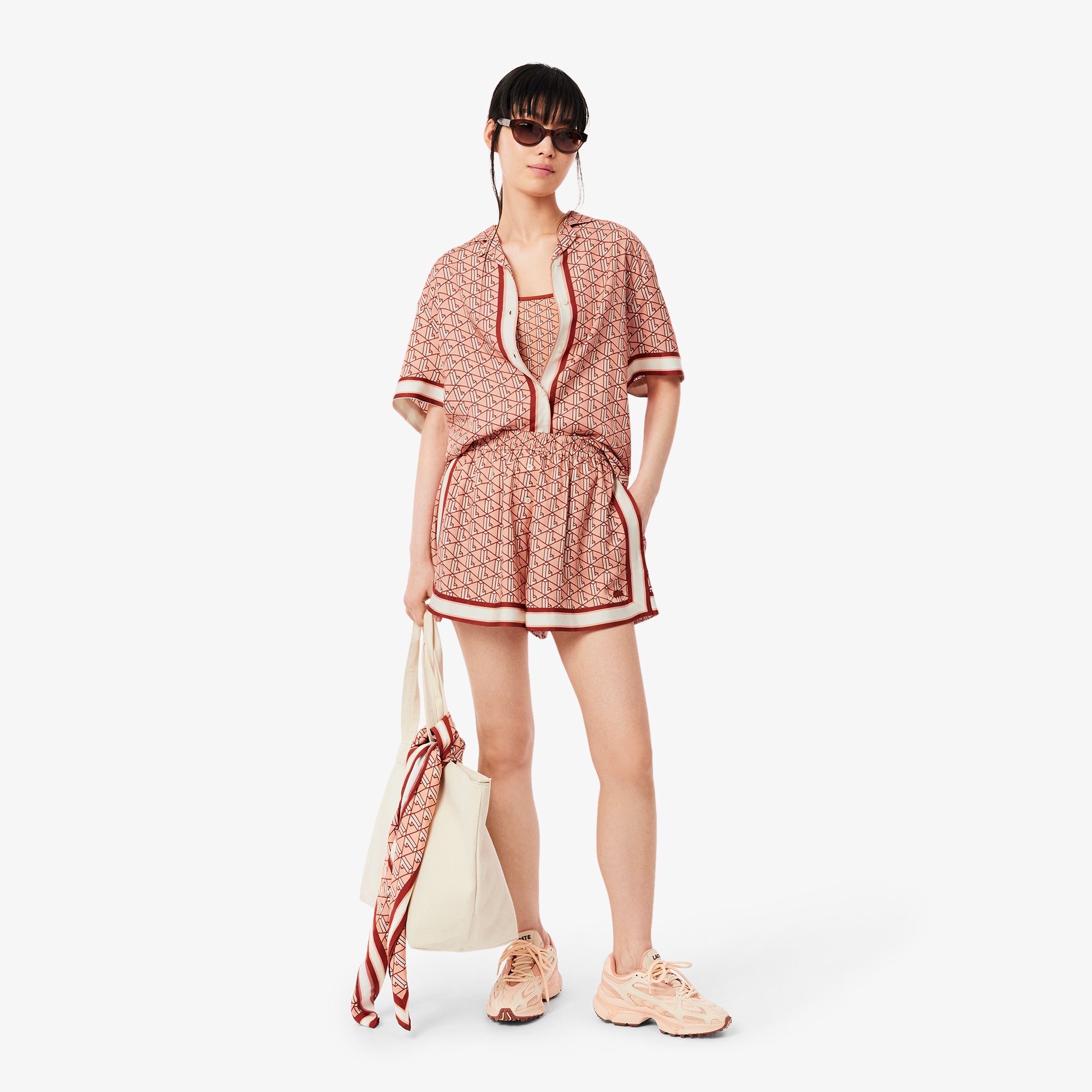 ウィメンズオープンカラーモノグラムシャツ