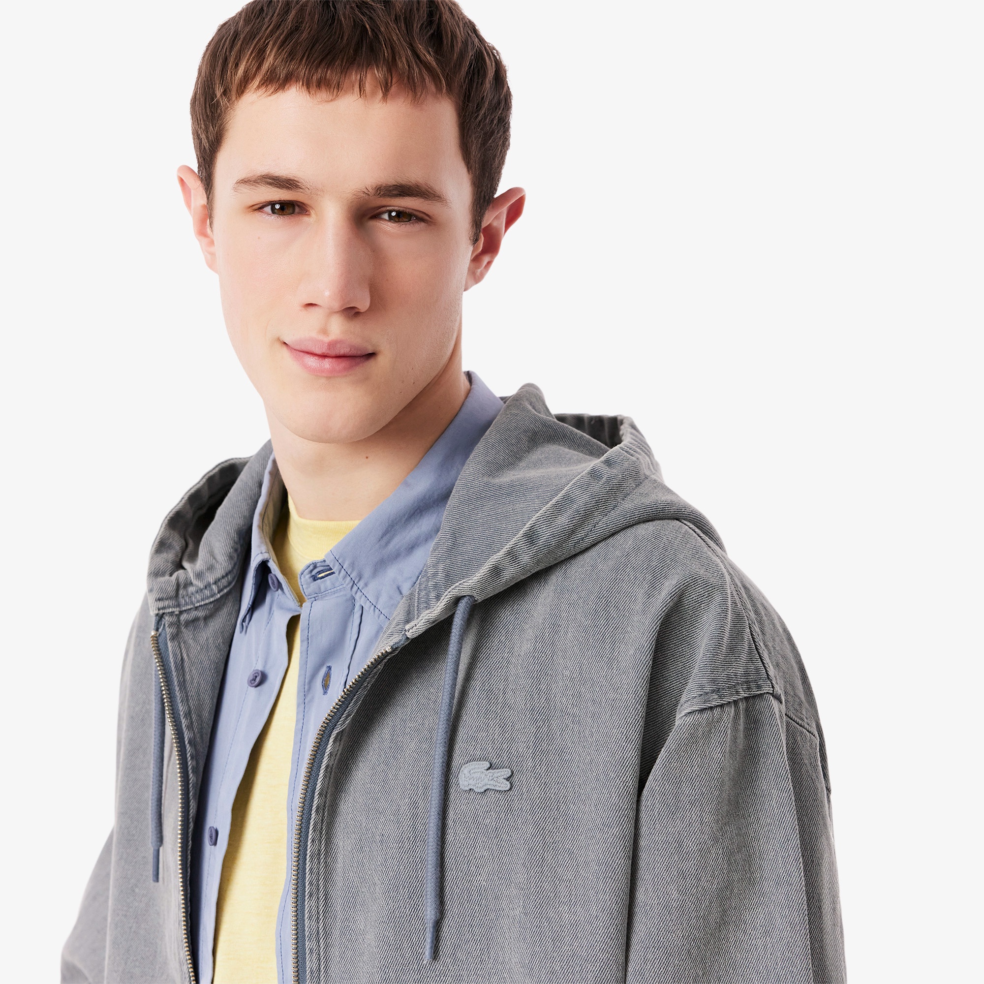 ナチュラルピグメントダイジップアップデニムフーディー