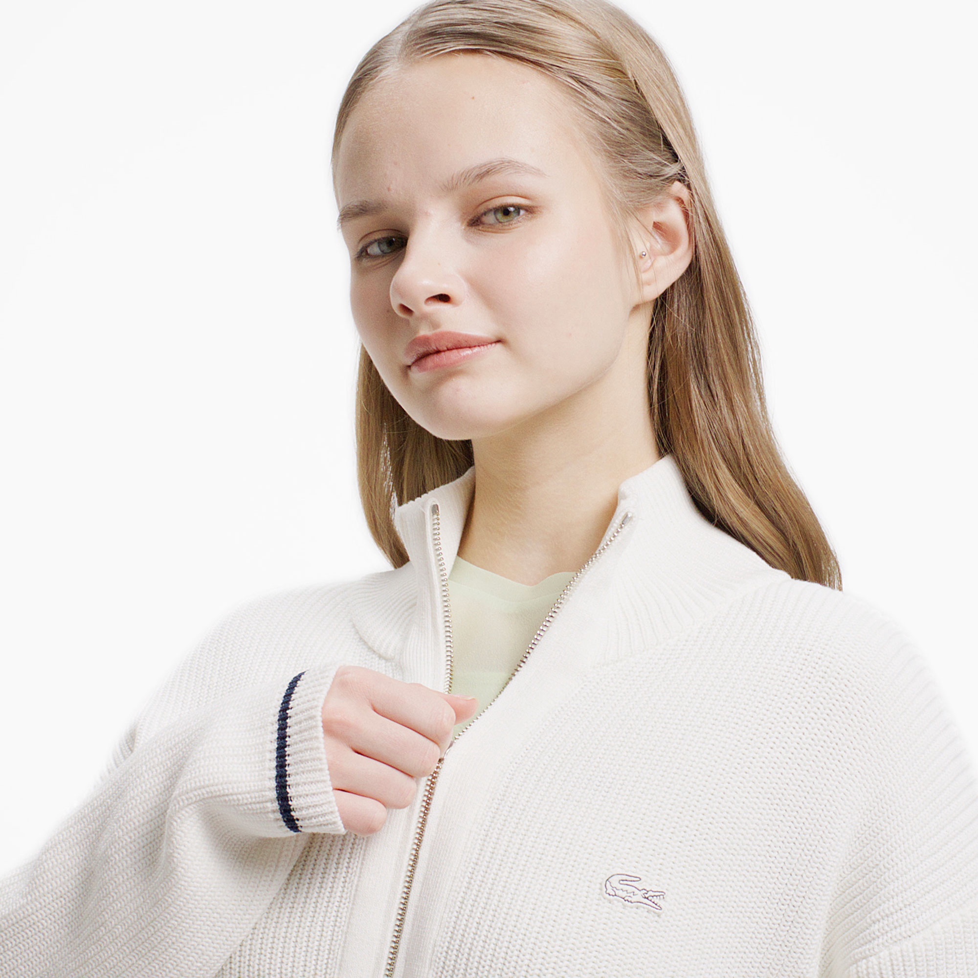 ジップアップローゲージニットブルゾン