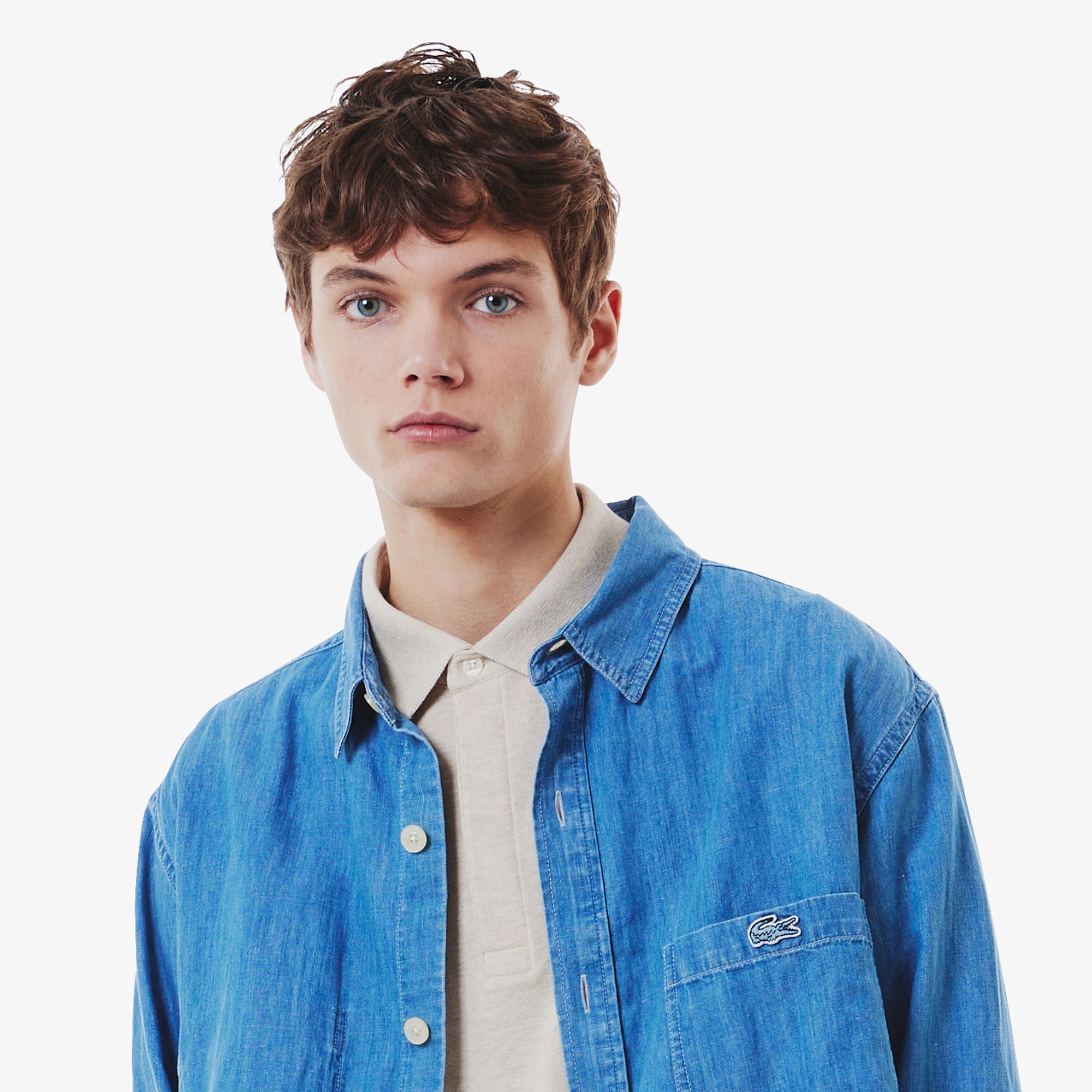 コットンリネンデニムシャツアウター