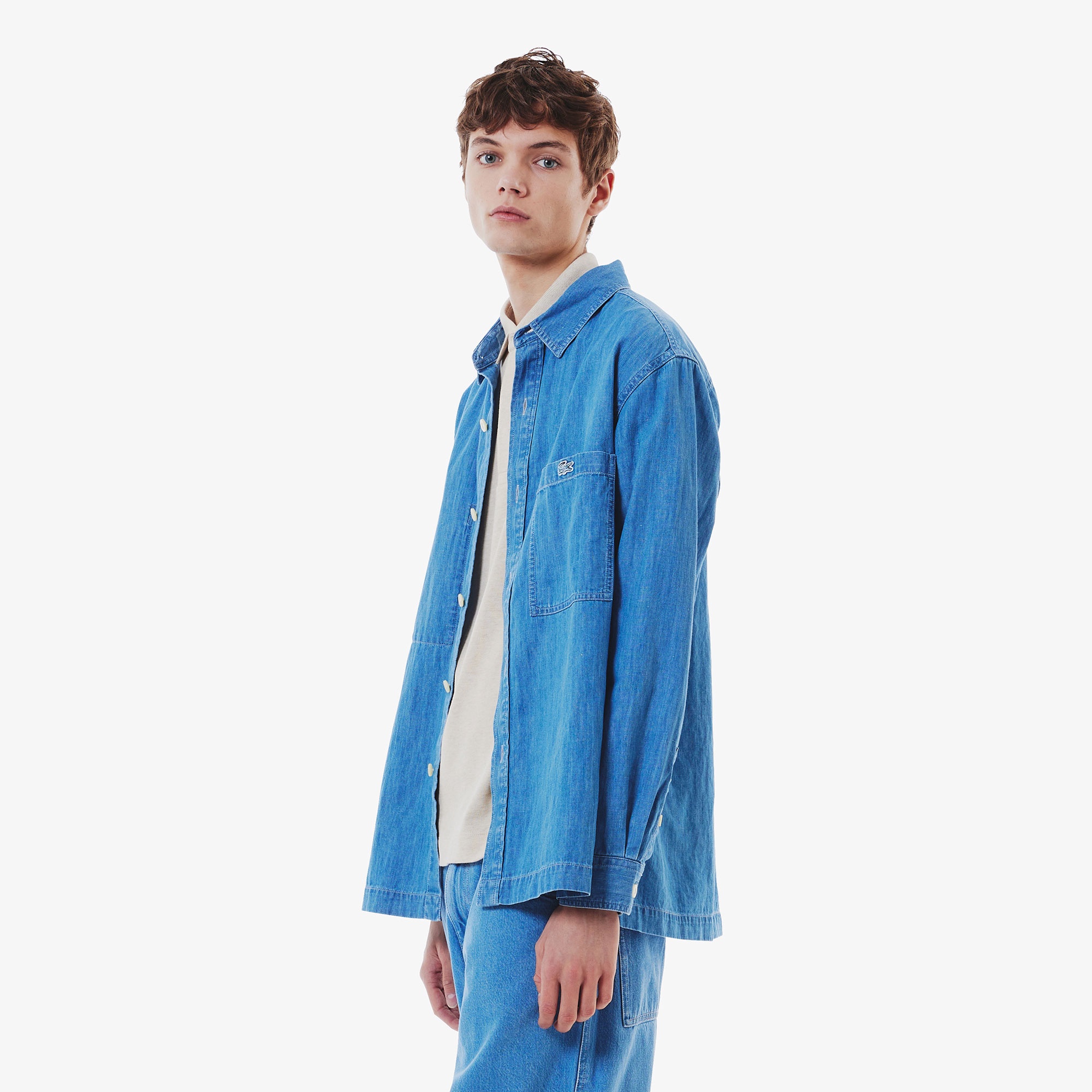 コットンリネンデニムシャツアウター