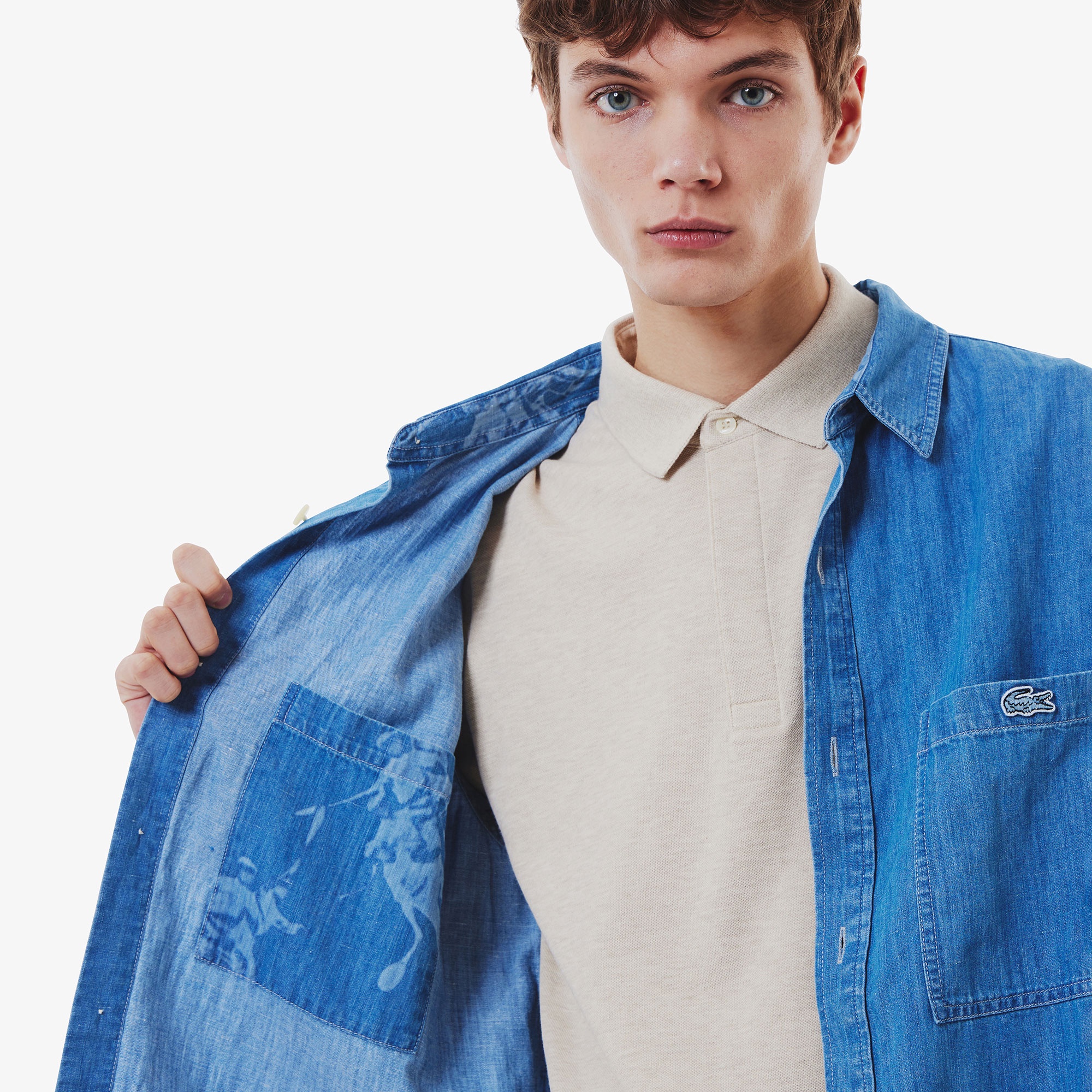 コットンリネンデニムシャツアウター