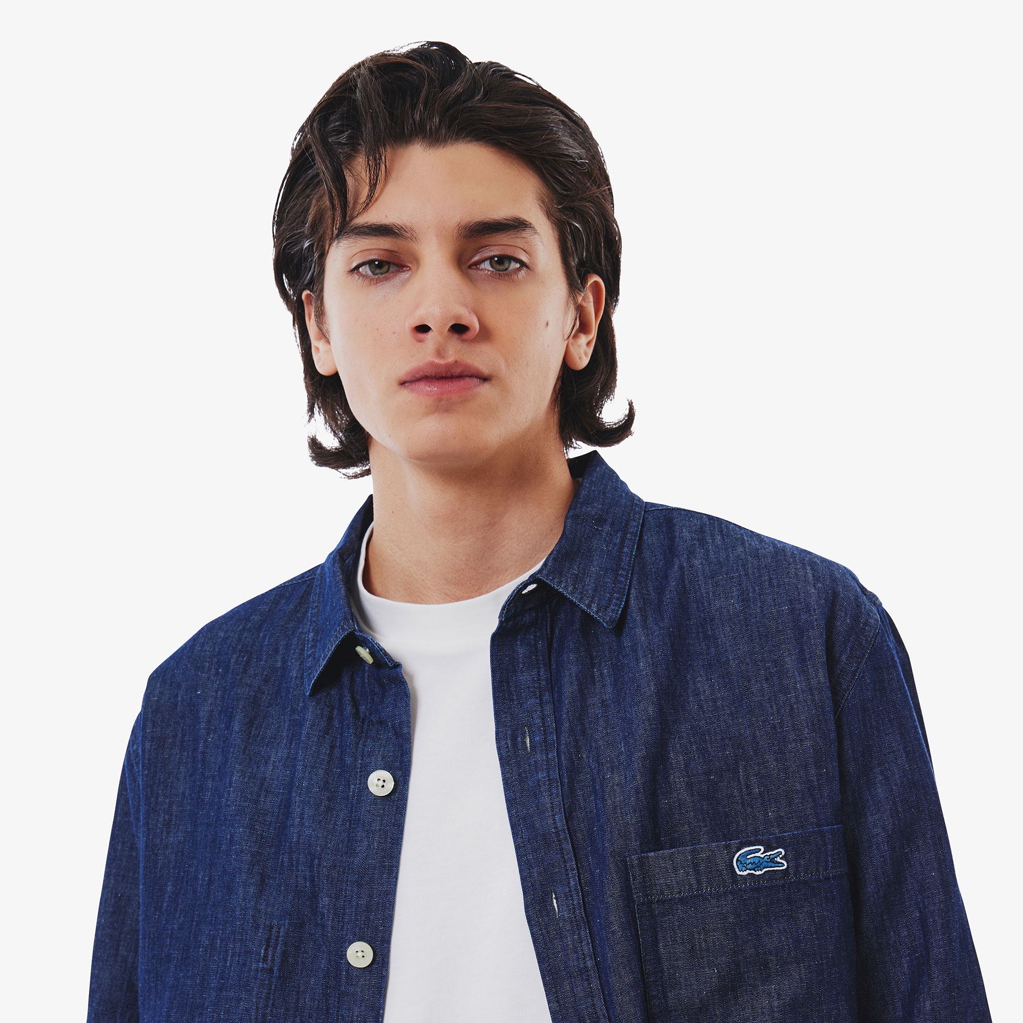 コットンリネンデニムシャツアウター