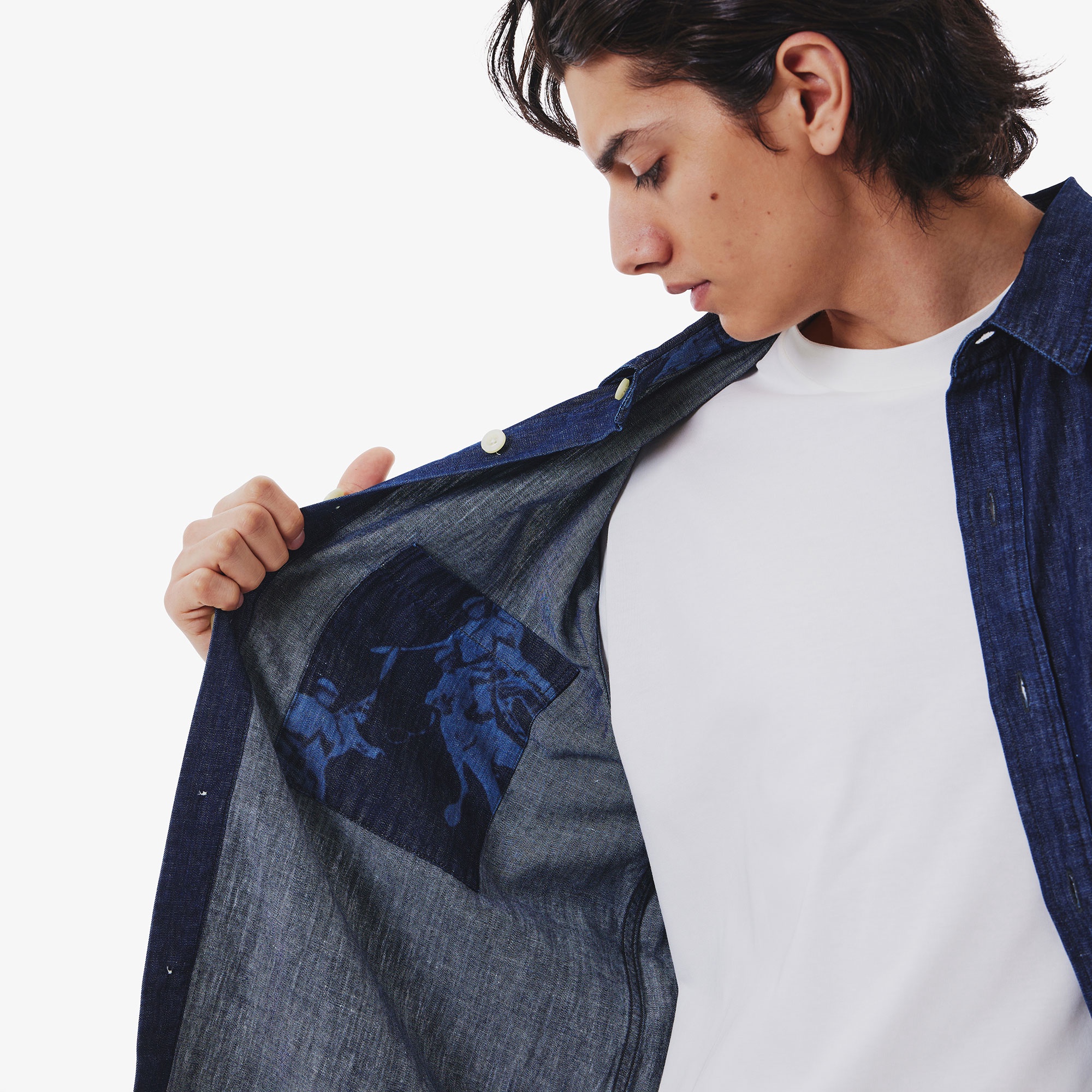 コットンリネンデニムシャツアウター