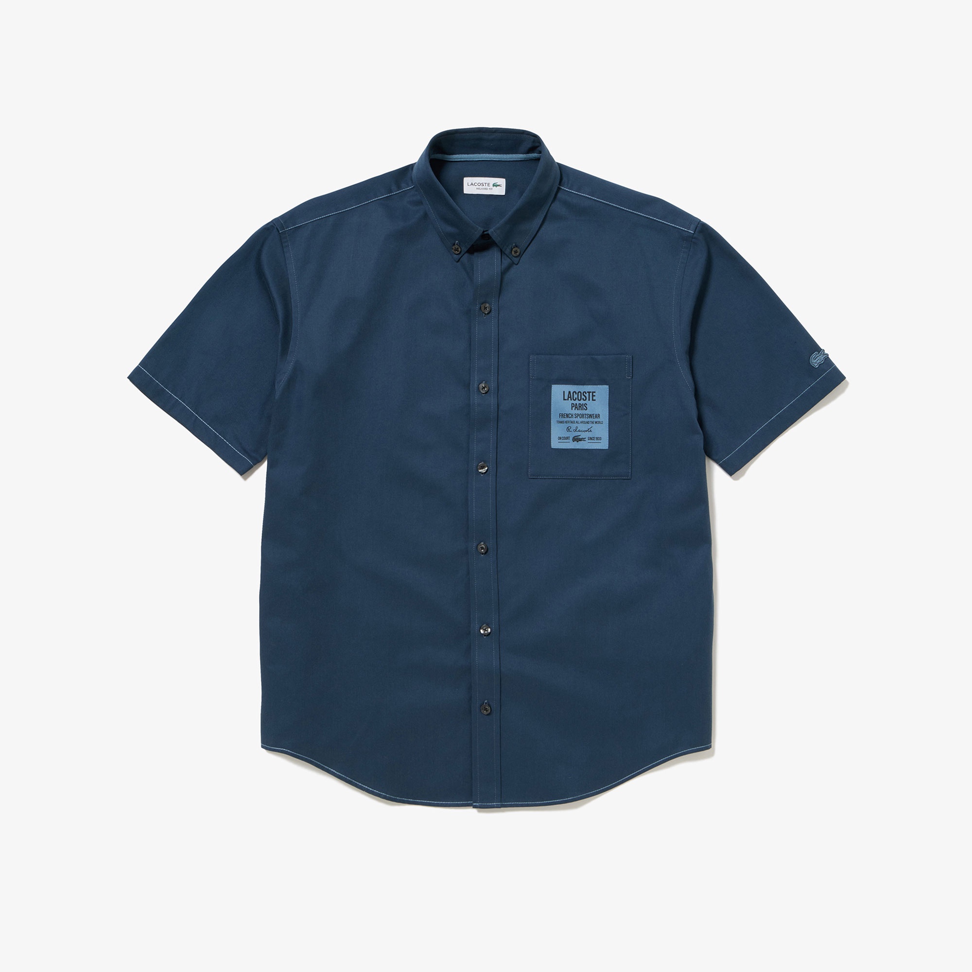 シルクブレンドネームパッチボタンダウンシャツ