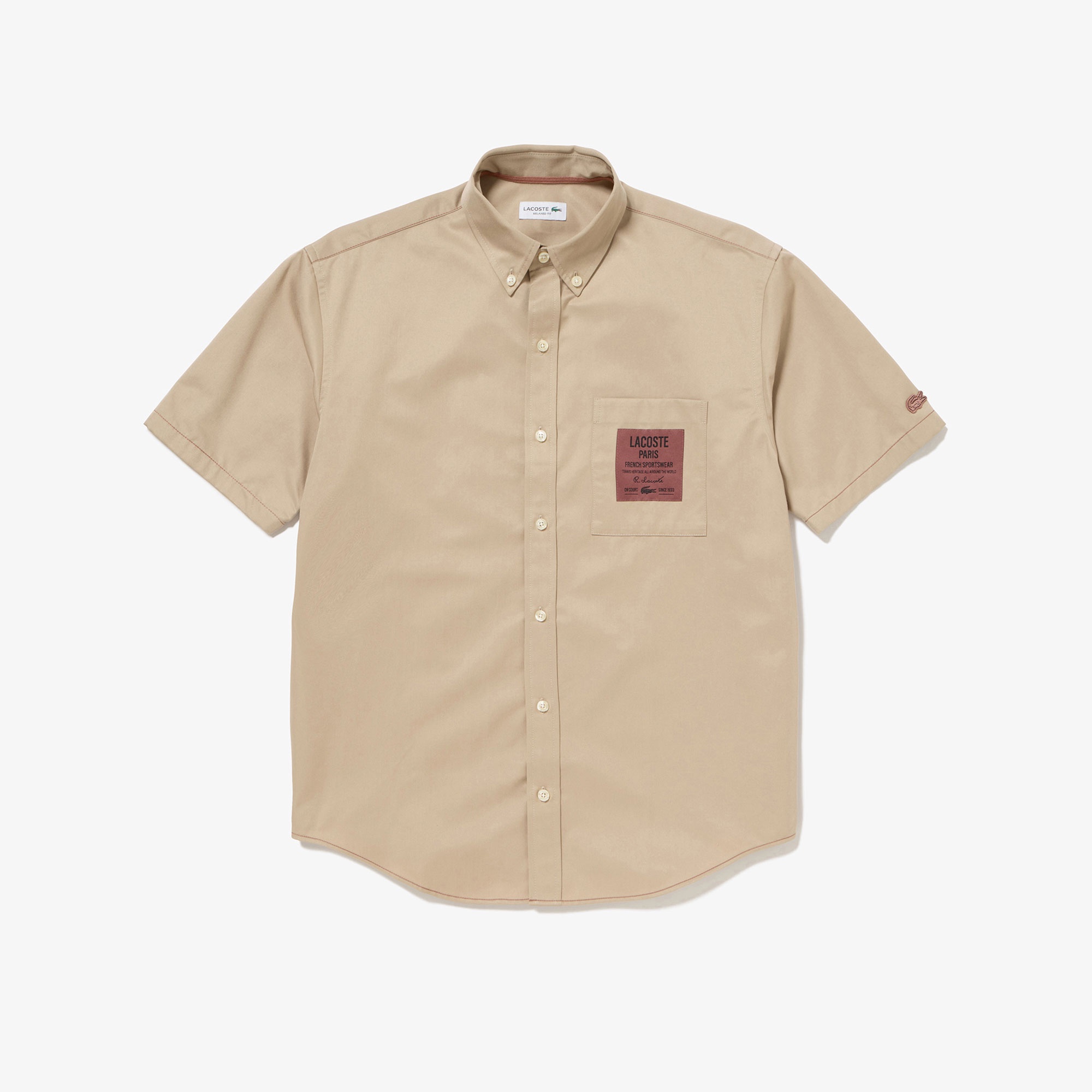 シルクブレンドネームパッチボタンダウンシャツ