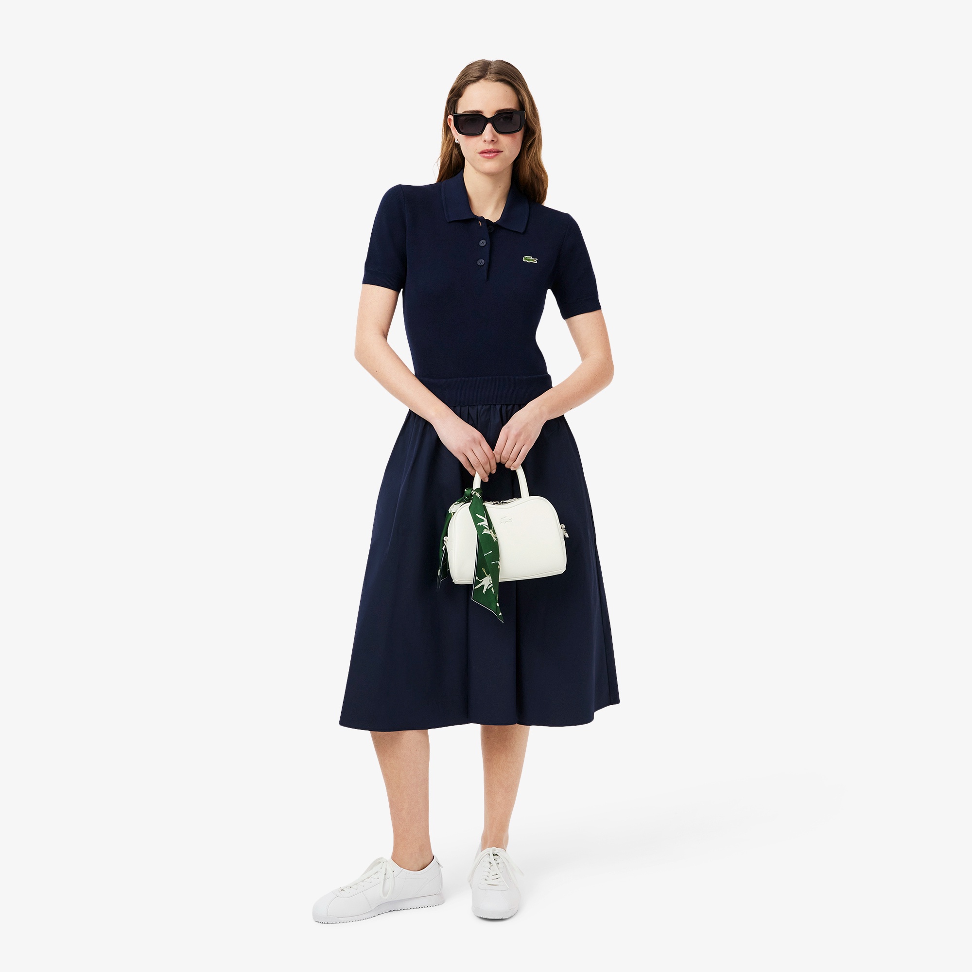 コンビネーションマテリアルポロドレス