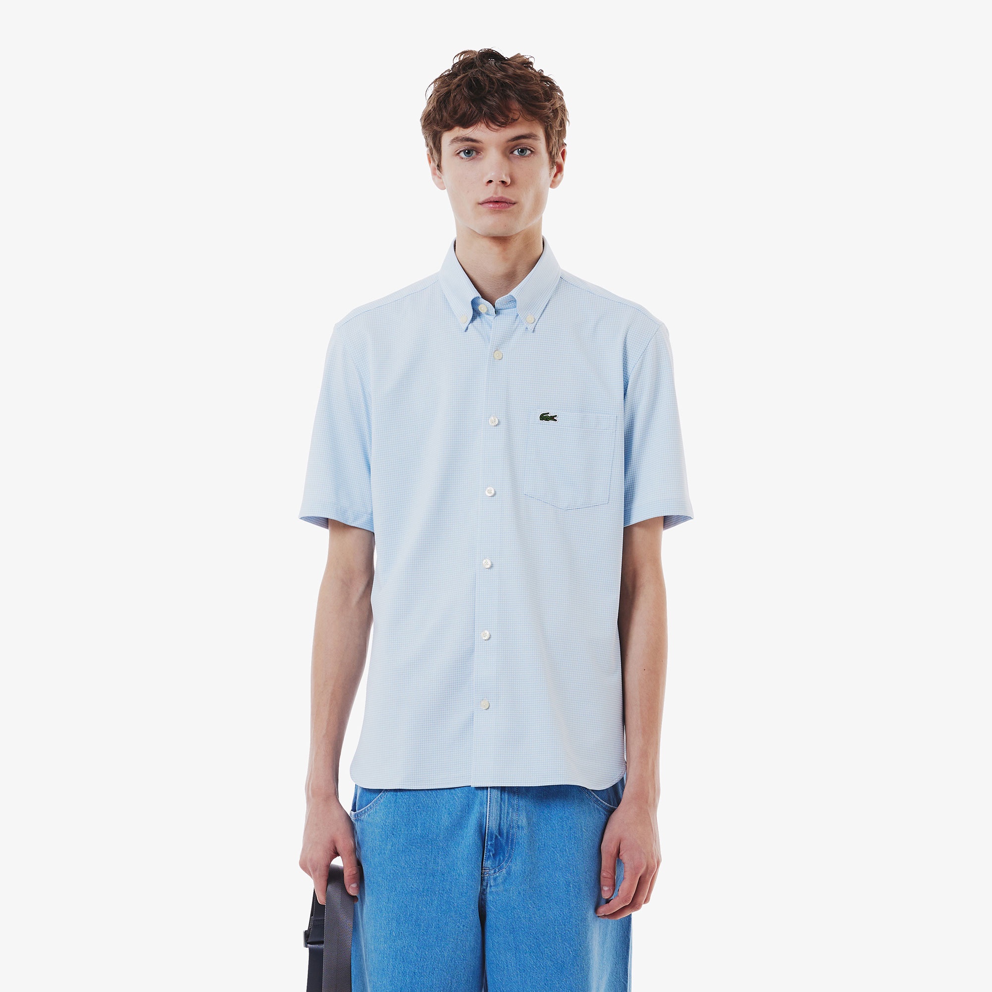 マイクロチェックジャージシャツ