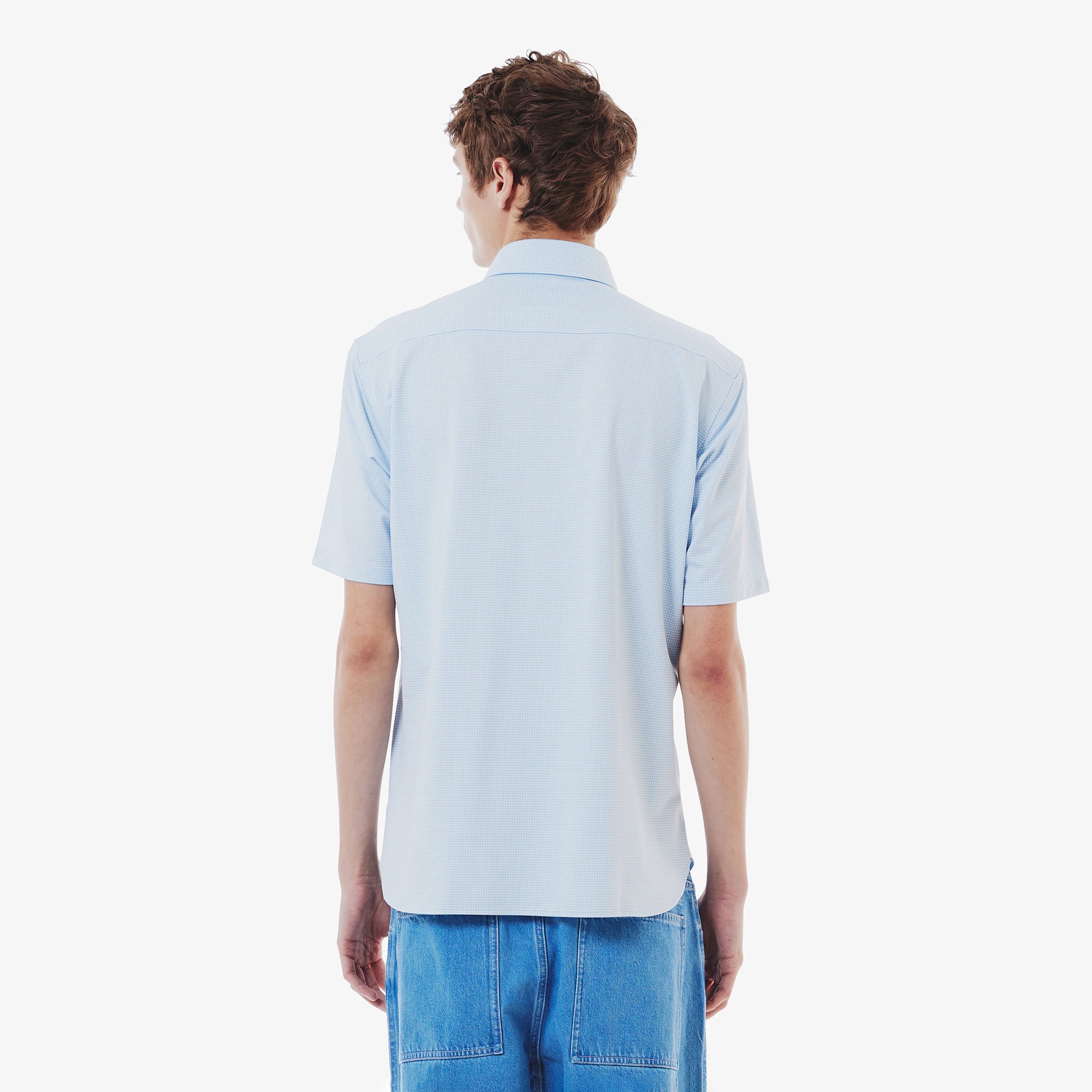 マイクロチェックジャージシャツ