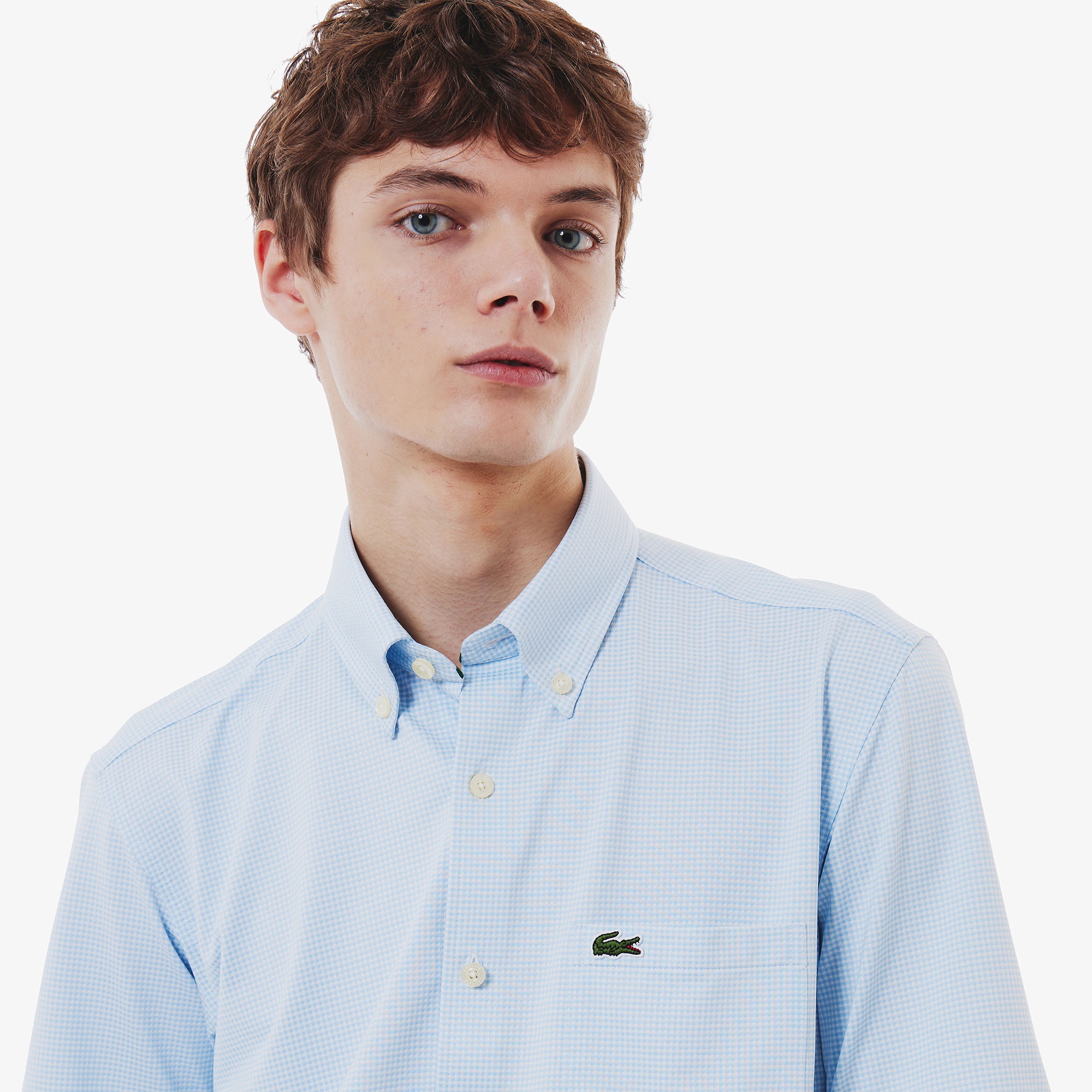 マイクロチェックジャージシャツ