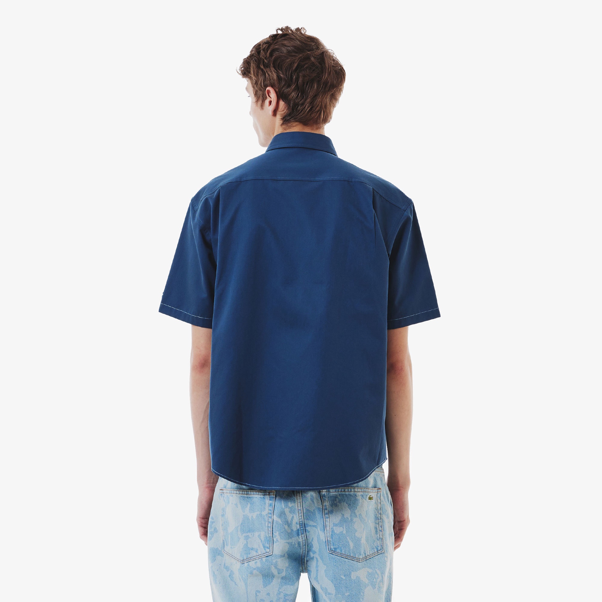 シルクブレンドネームパッチボタンダウンシャツ