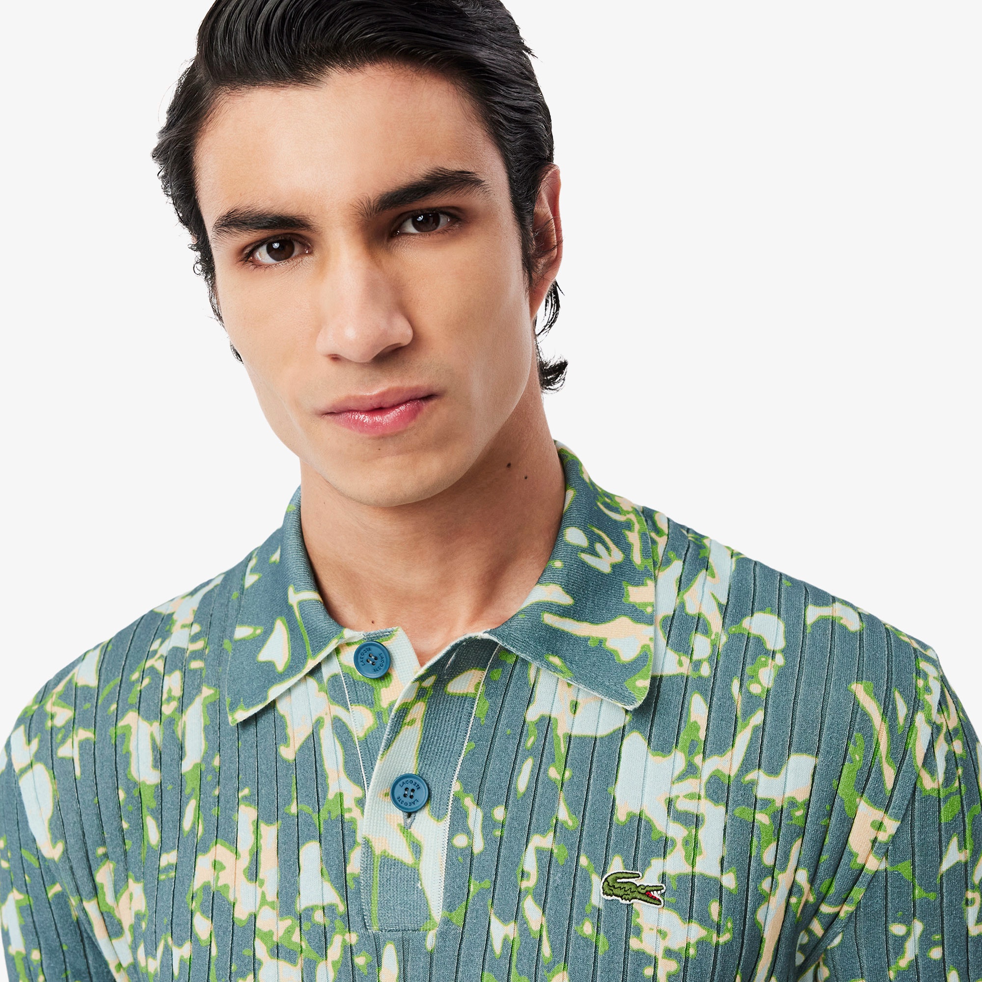 オーディエンステキスタイルリブニットポロシャツ