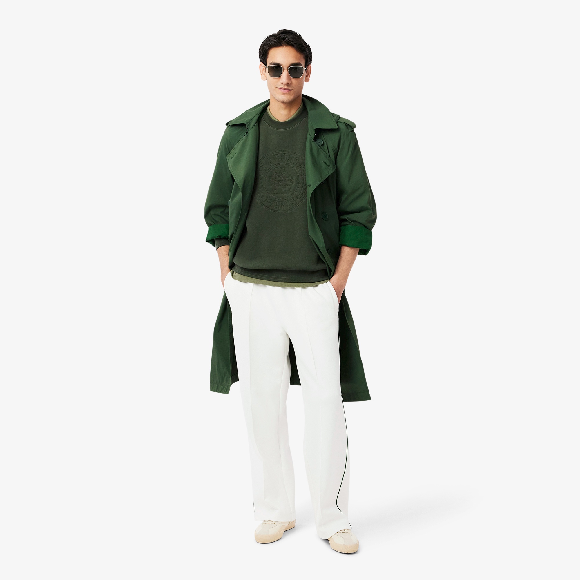 トーン・オン・トーンローレルステッチダブルフェイスクルーネック