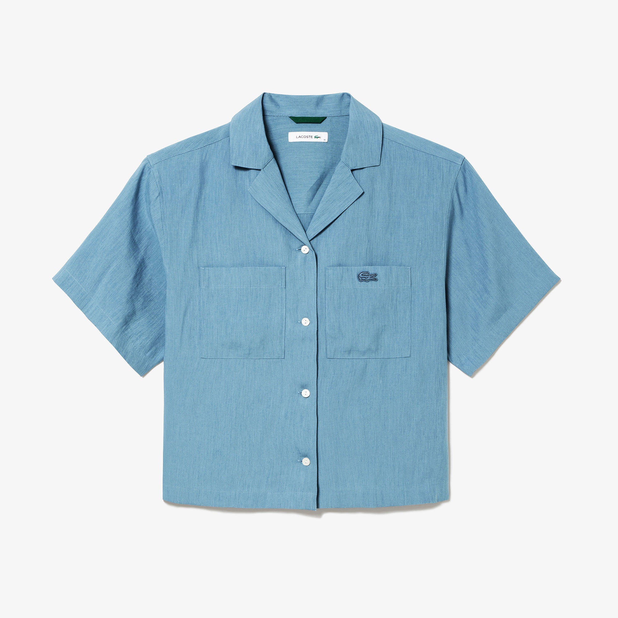 リネン×レーヨンオープンカラーシャツ