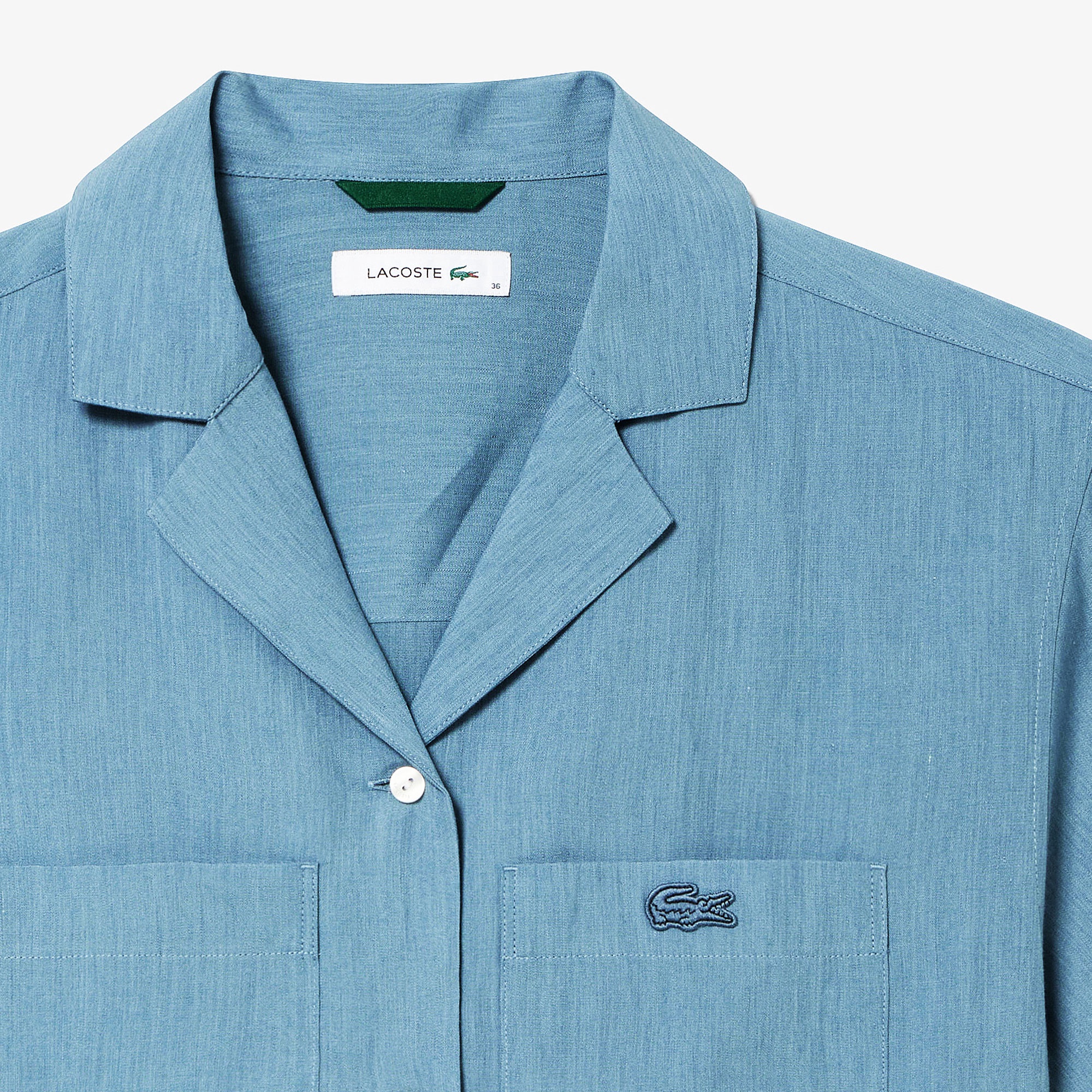 リネン×レーヨンオープンカラーシャツ