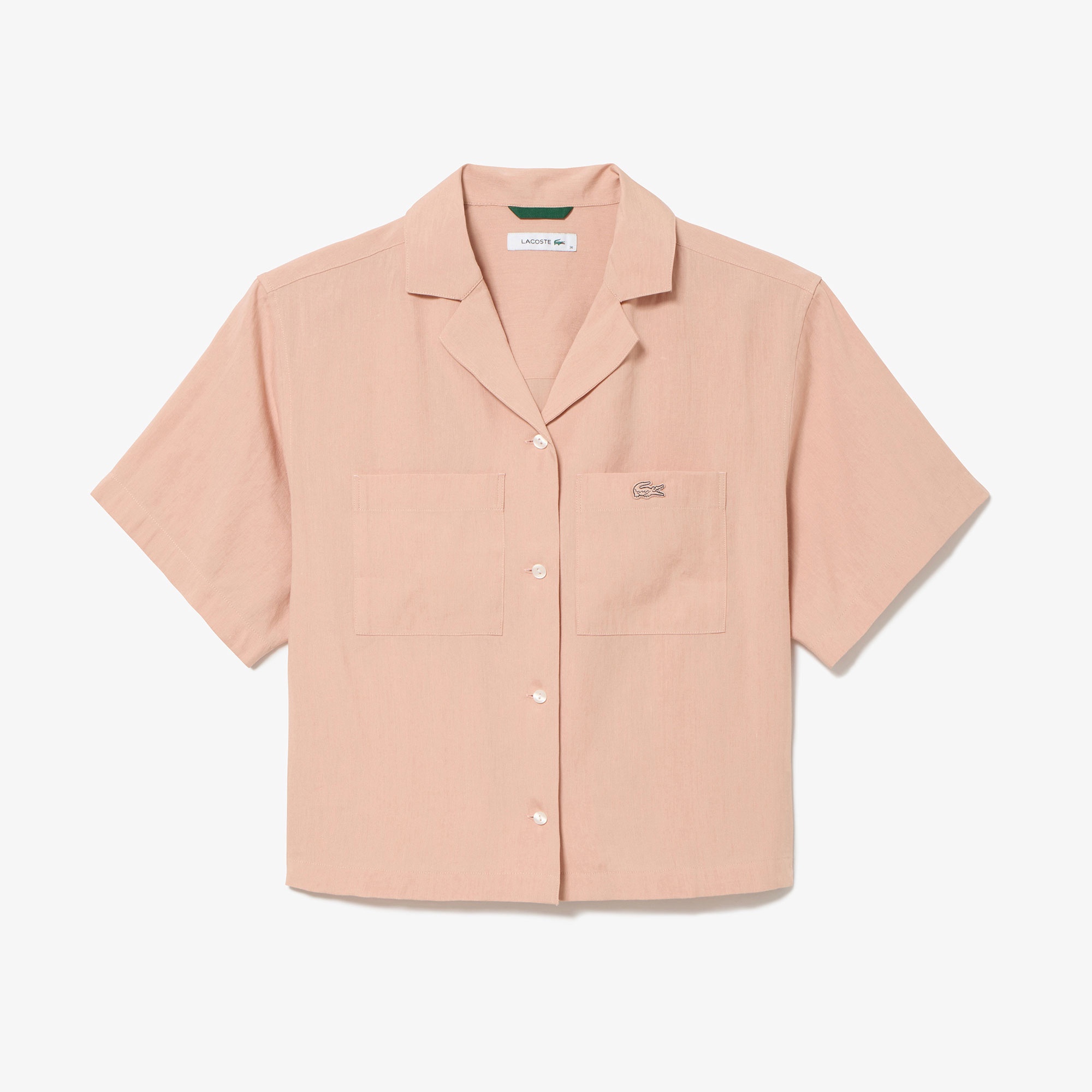 リネン×レーヨンオープンカラーシャツ