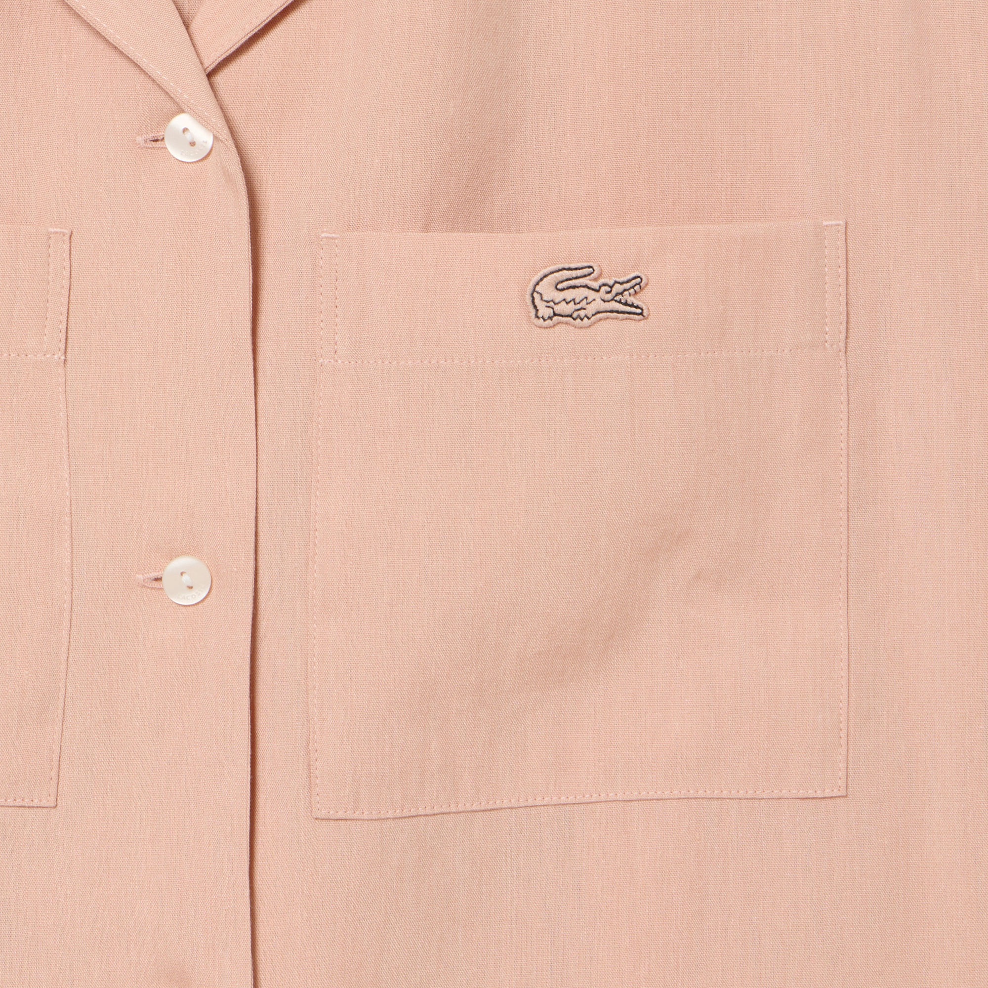 リネン×レーヨンオープンカラーシャツ