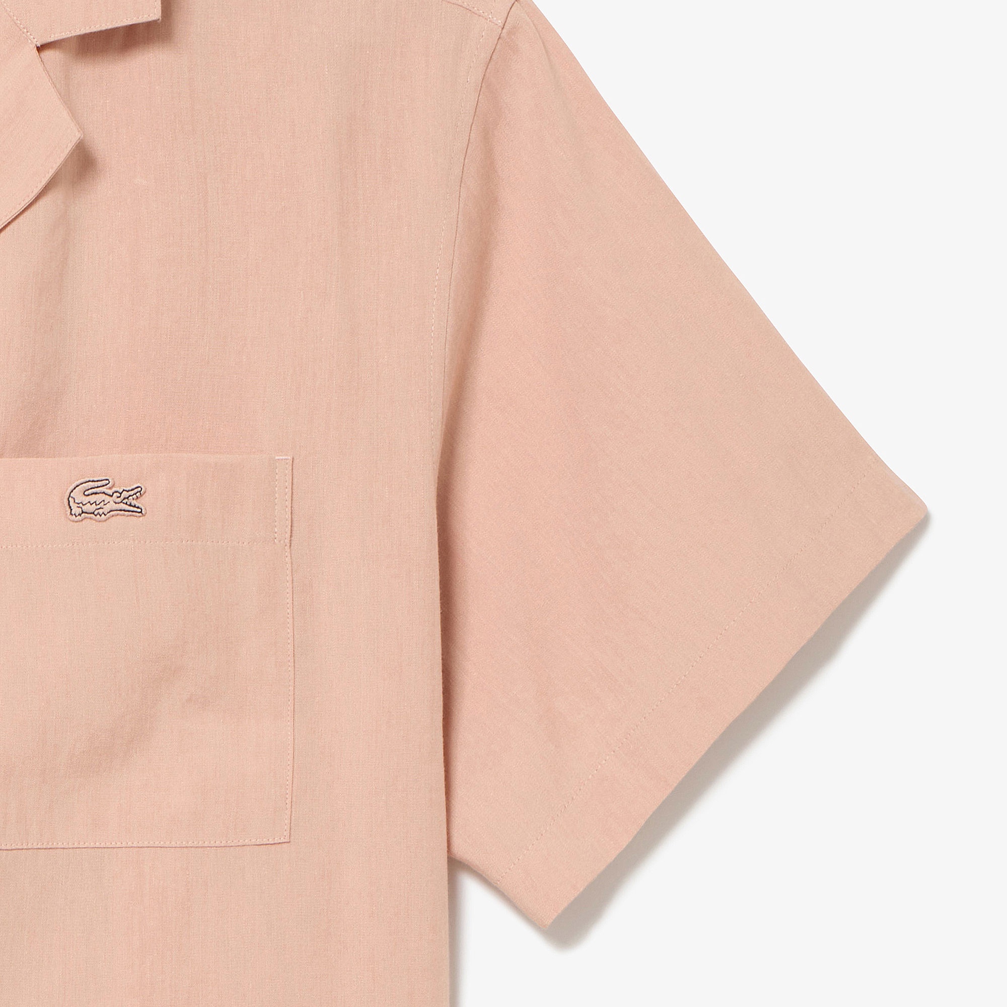 リネン×レーヨンオープンカラーシャツ