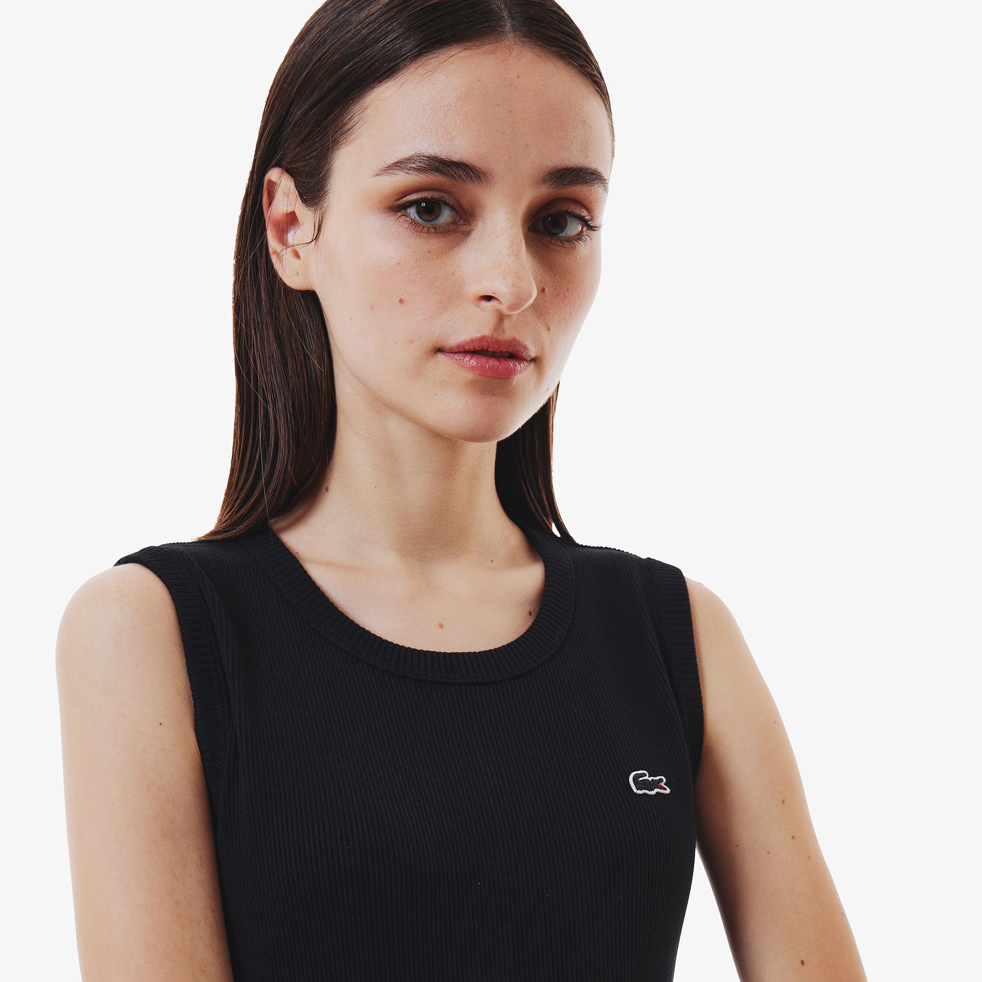 ノースリーブリブニットドレス