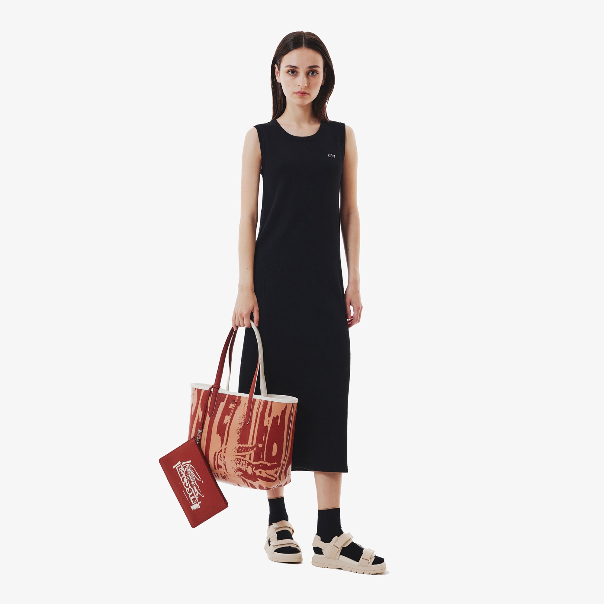 ノースリーブリブニットドレス