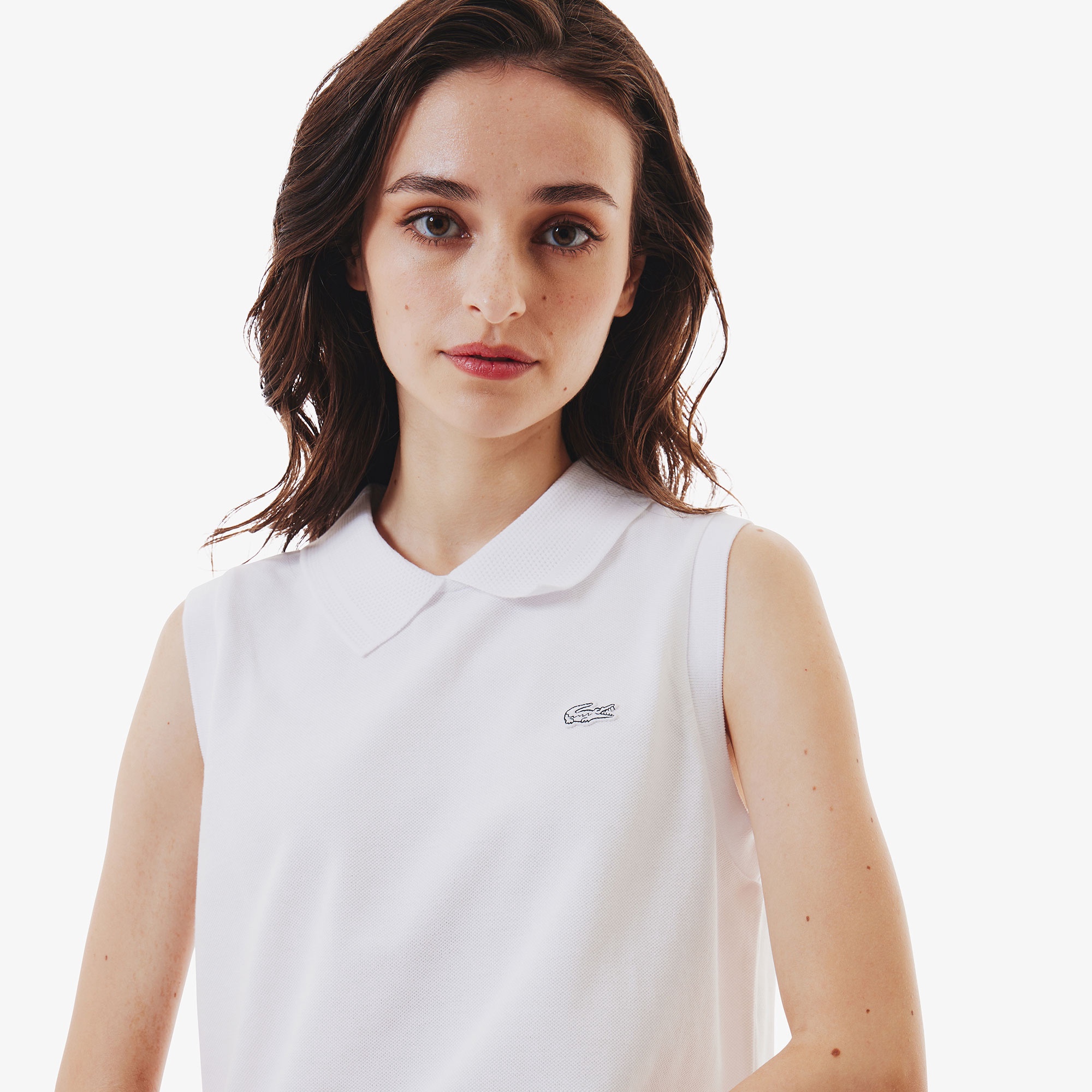 バックボタンノースリーブポロシャツ