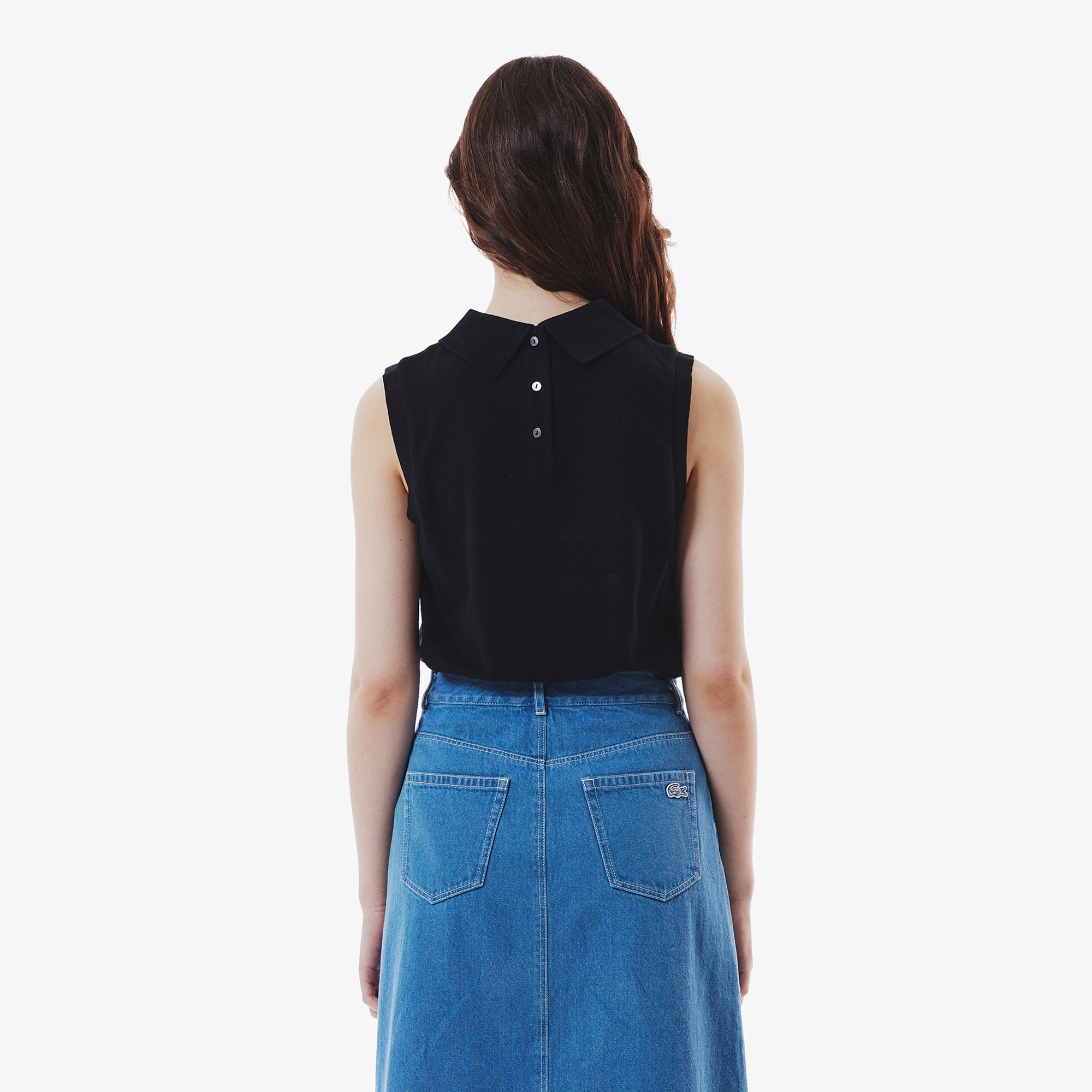 バックボタンノースリーブポロシャツ