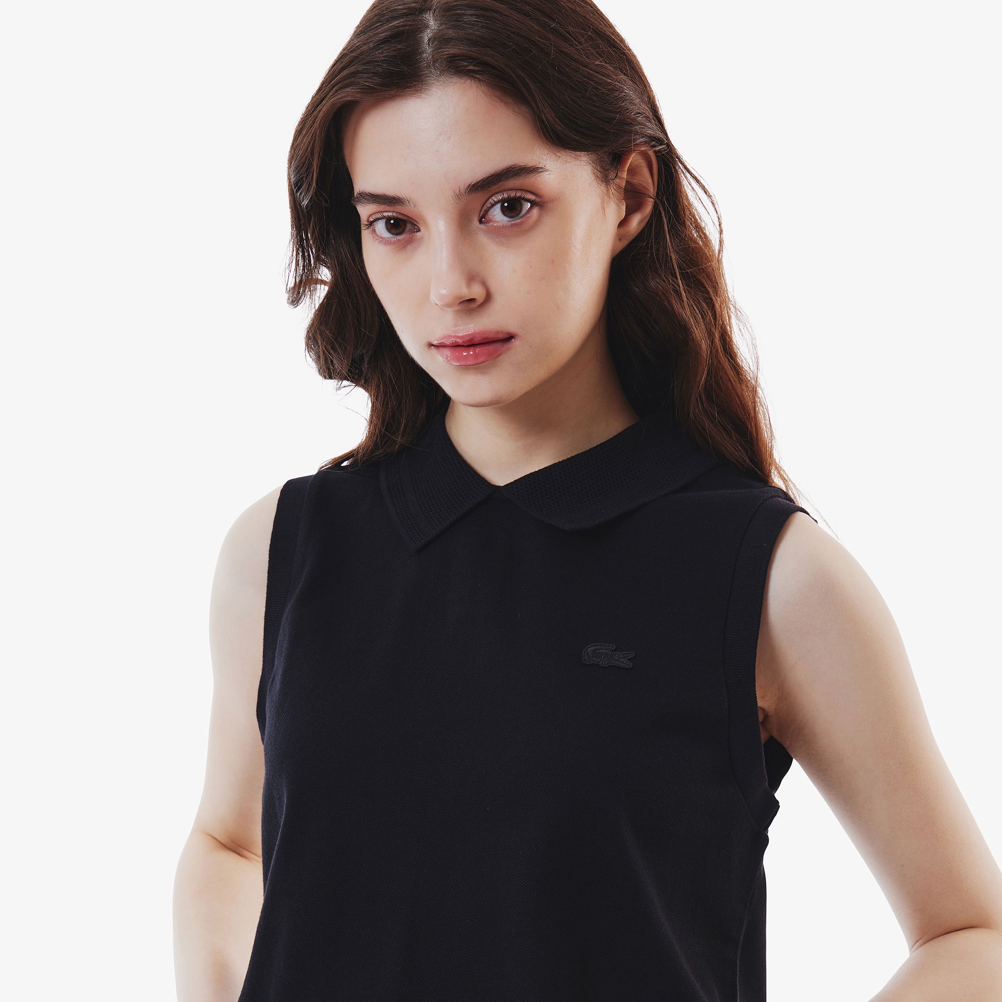 バックボタンノースリーブポロシャツ