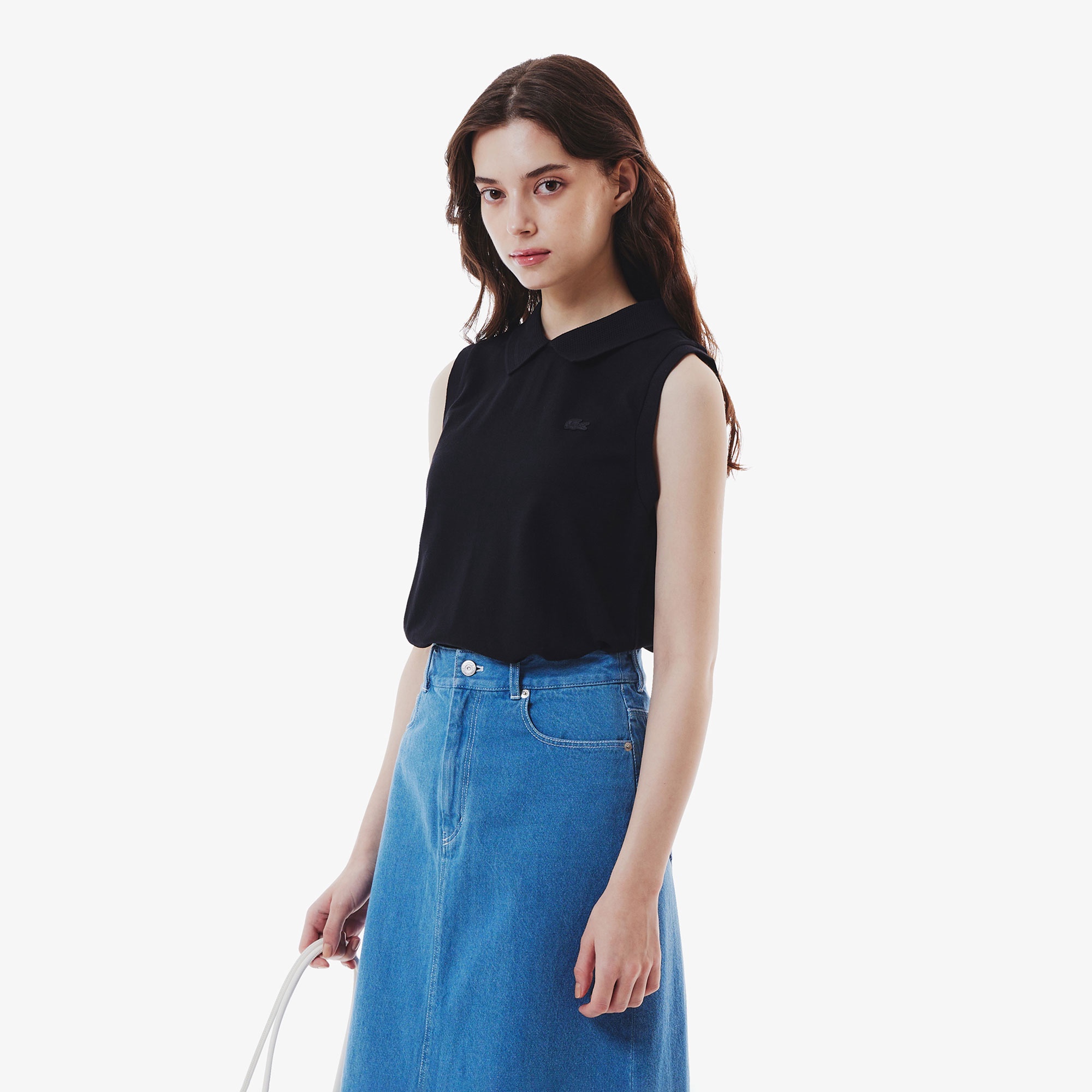 バックボタンノースリーブポロシャツ