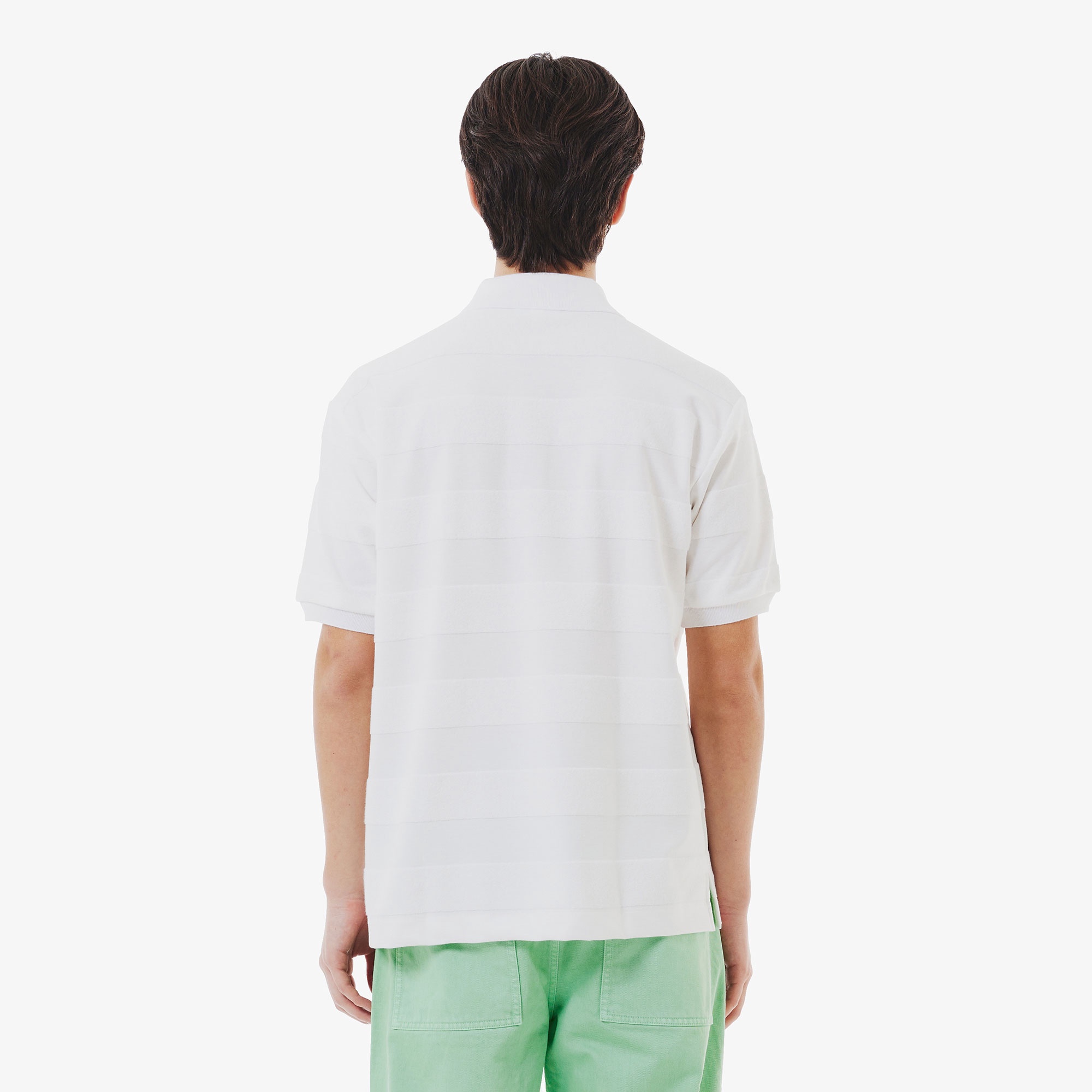 パイル地切り替え同色ボーダーポロシャツ