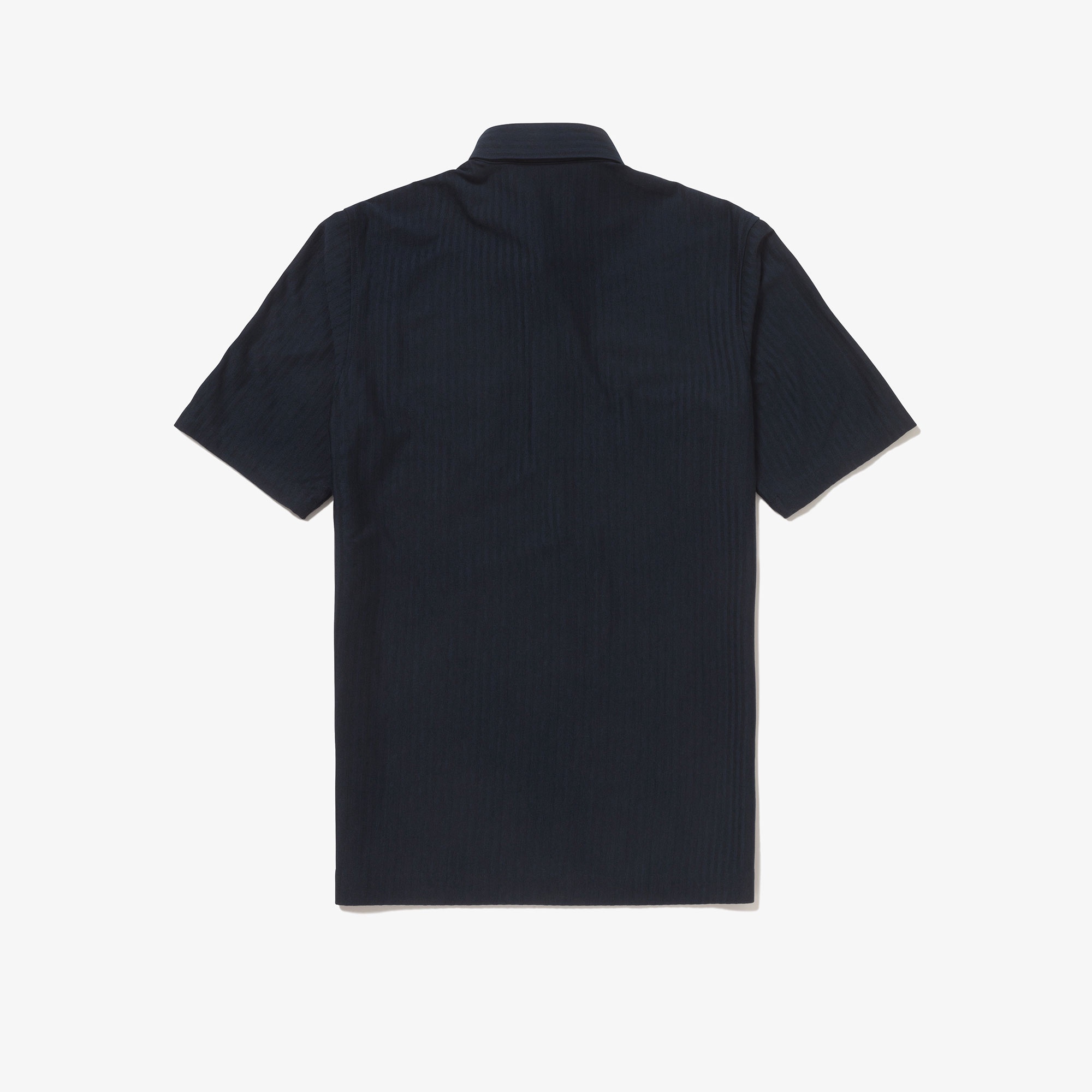 鹿の子地切り替え同色ストライプボタンダウンポロシャツ