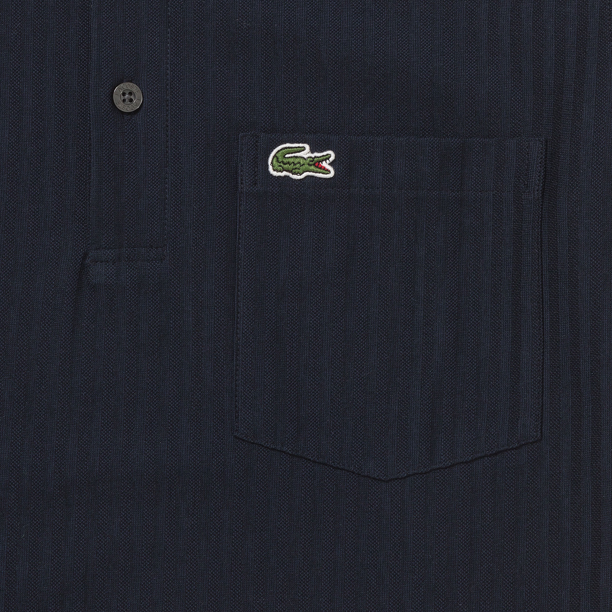 鹿の子地切り替え同色ストライプボタンダウンポロシャツ